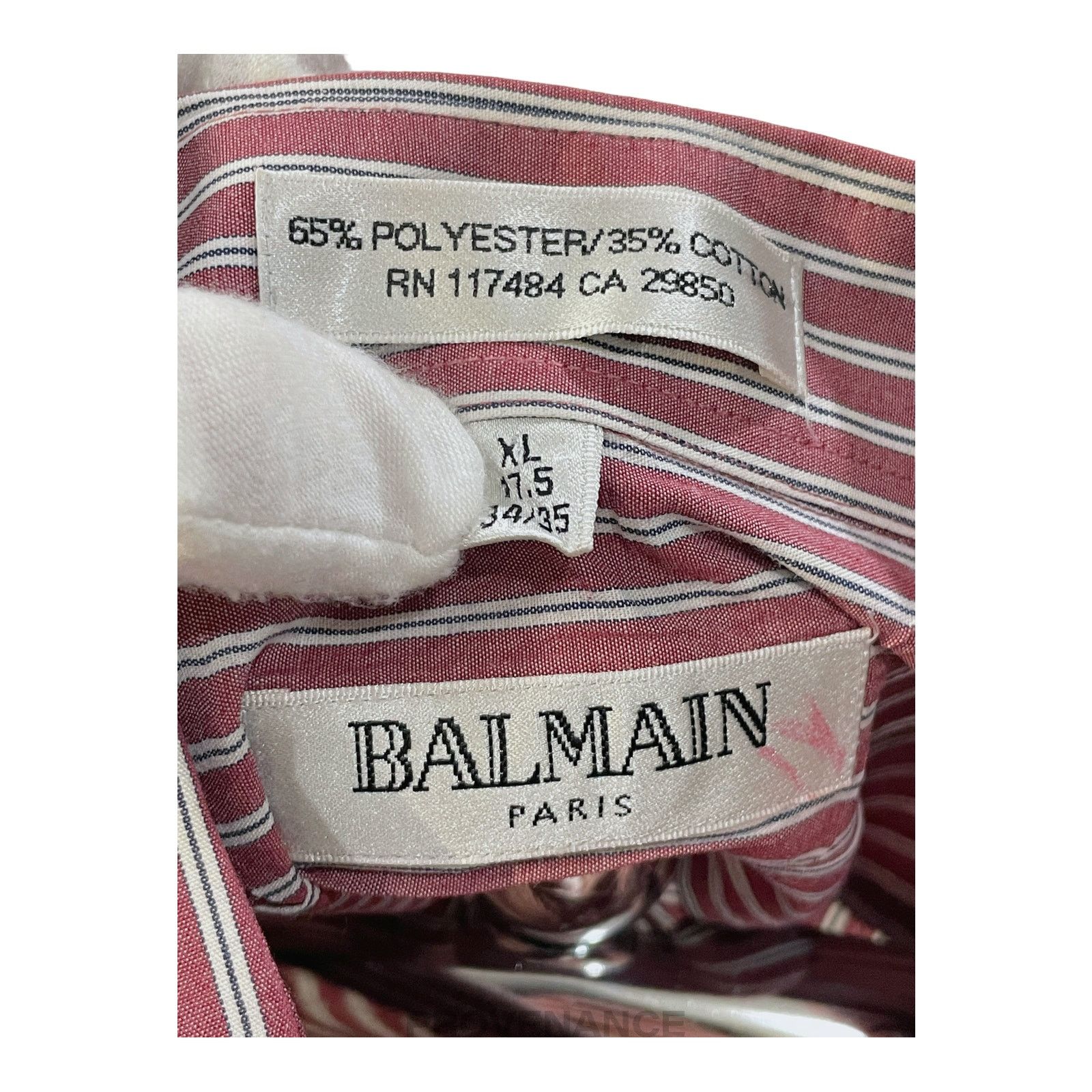 Balmain 🔴 Balmain Button Down Shirt - Red/White Striped Size US XL / EU 56 / 4 - 7 Thumbnail