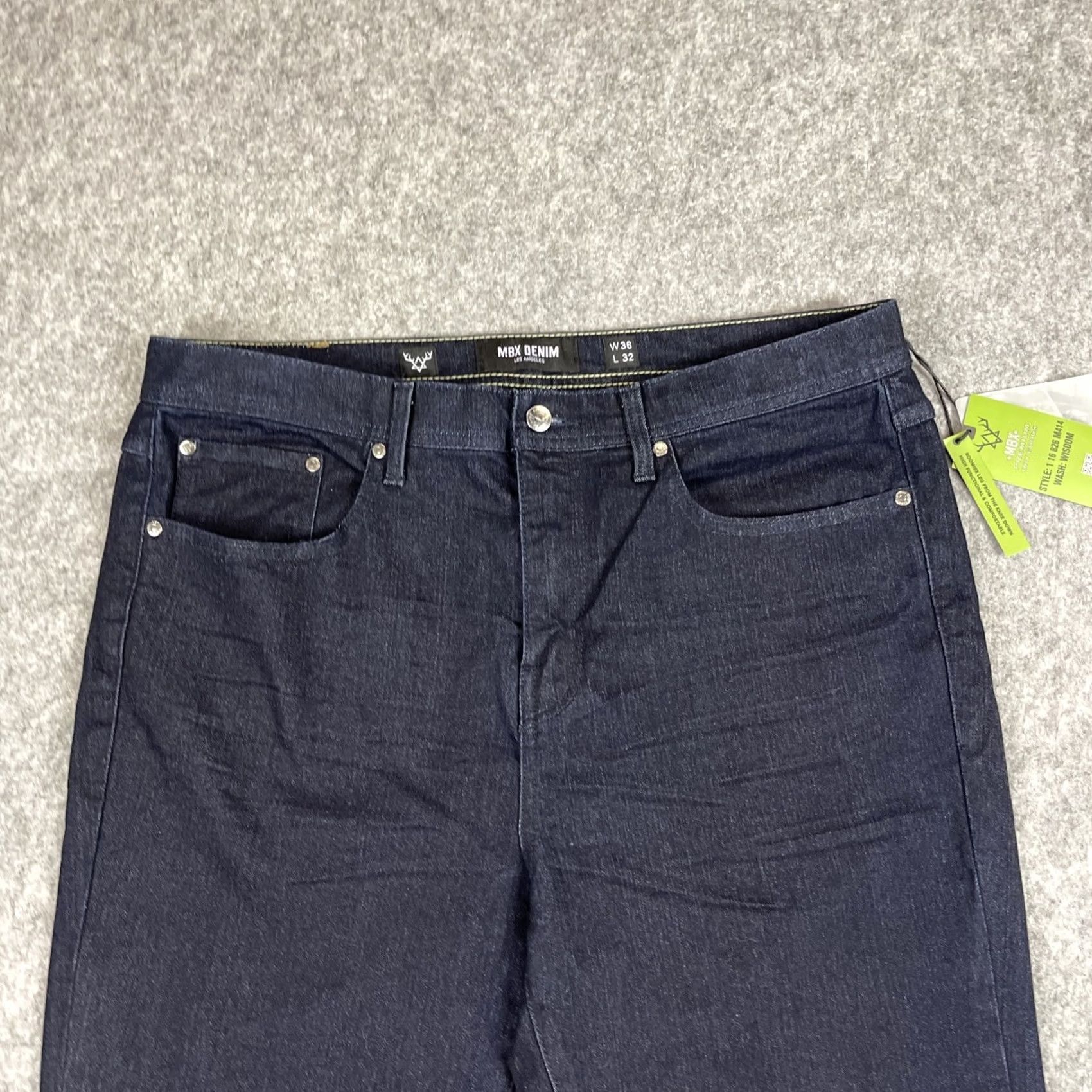 Denime MBX Denim Los Angeles Jeans Men 36X32 Straight Fit Blue Denim (meas. 38x32) NEW Size US 36 / EU 52 - 7 Thumbnail