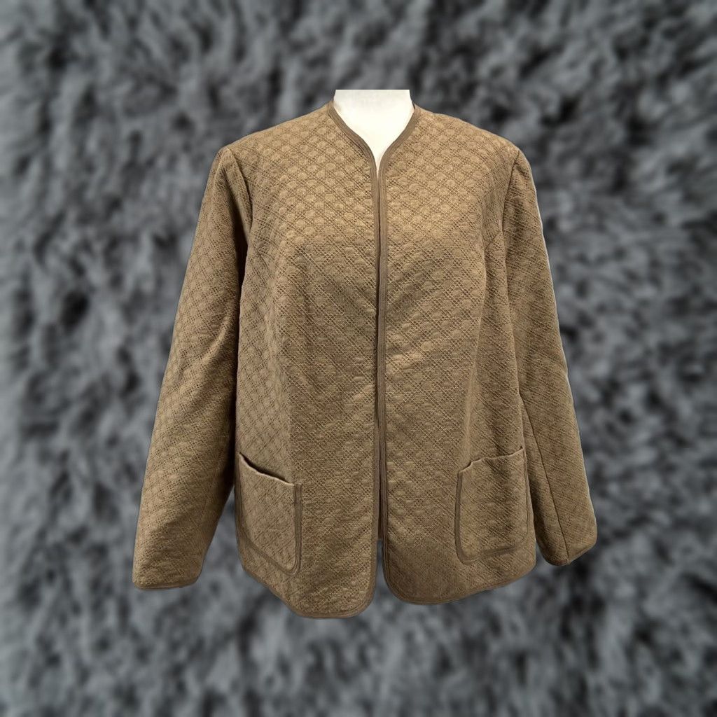 Coldwater Creek Coldwater Creek Women's Plus Size Tan Cotton Blend Open Front Jacket Size XXL / US 16-18 / IT 52-54 - 1 Thumbnail