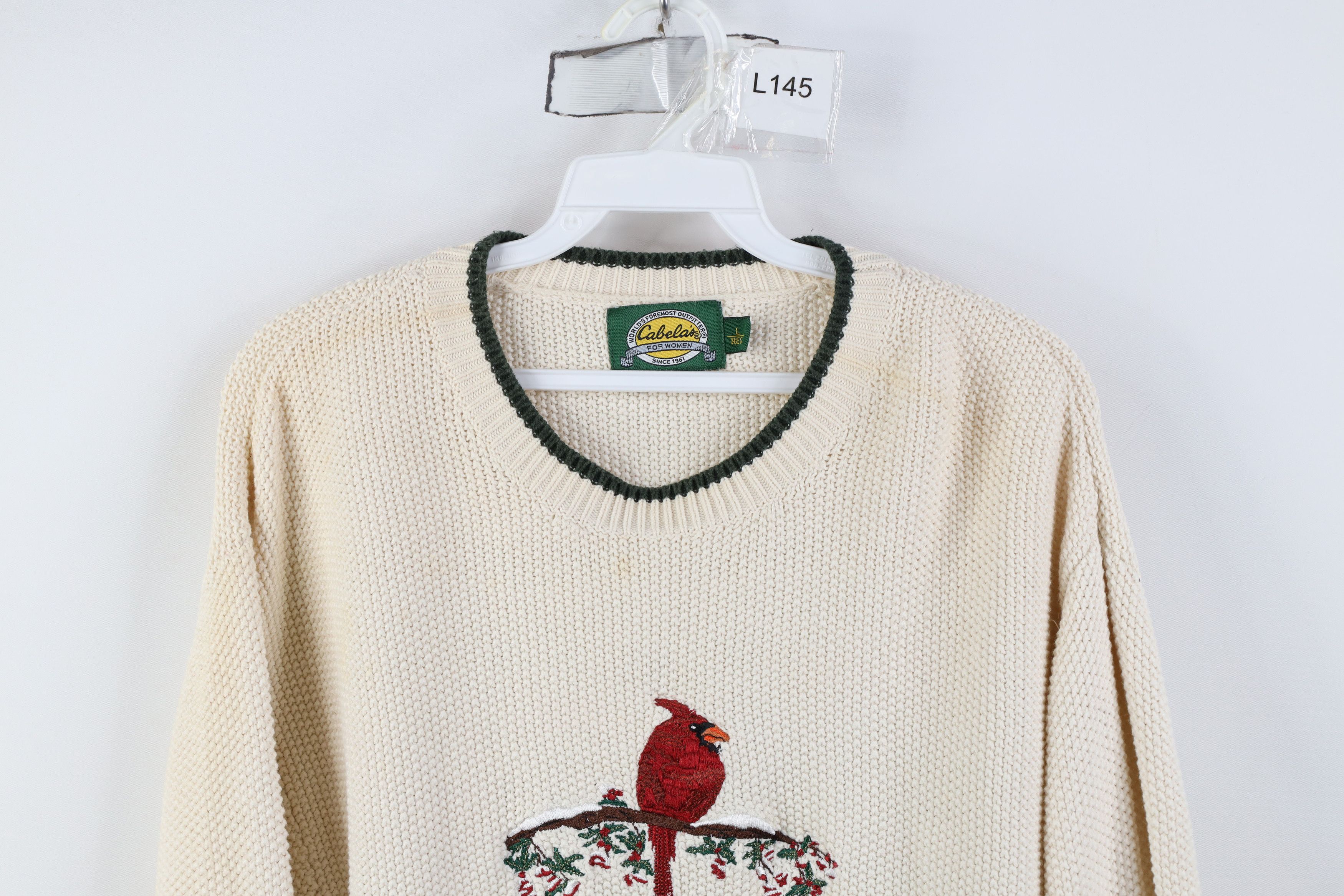 Cabelas Vintage 90s Cabelas Cardinal Bird Snow Crewneck Sweater Size L / US 10 / IT 46 - 2 Thumbnail