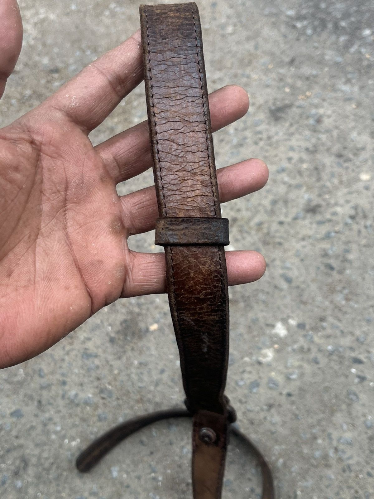 KMRii Rugged Patina Leather Belt Heavy Distressed Size 30 - 12 Thumbnail