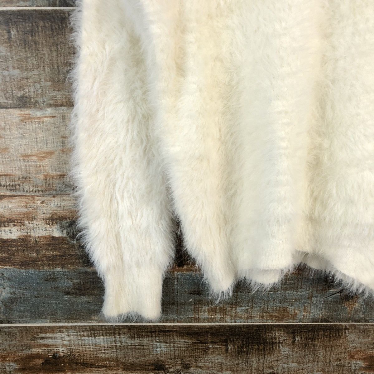 Homespun Knitwear DLL Dreskip White shaggy fur Mohair Knitwear #C231 Size US L / EU 52-54 / 3 - 7 Thumbnail