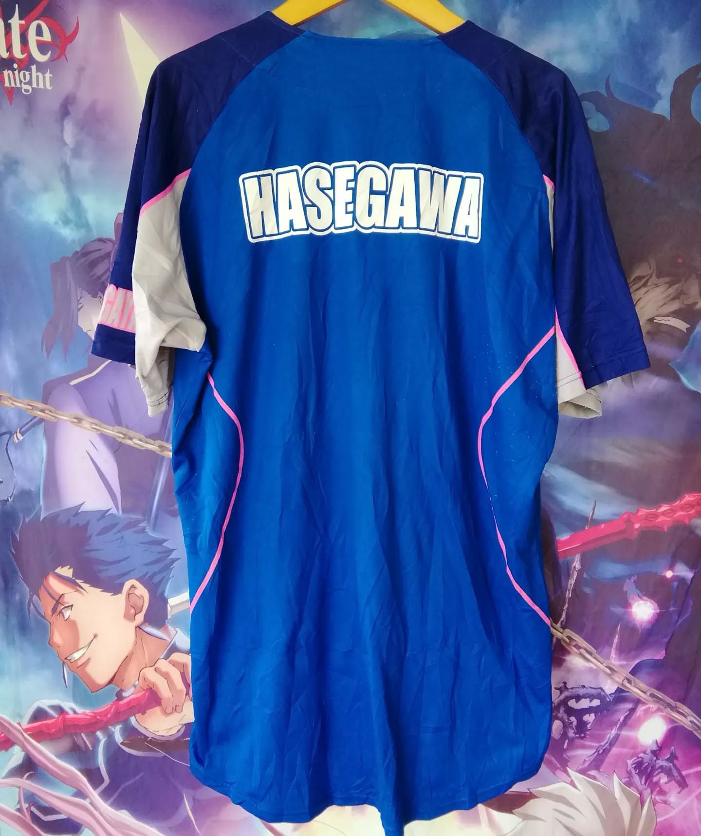 Japanese Brand Rawlings Japan Baseball Jersey “EIMEI” Hasegawa XO Blue Pink Size US XL / EU 56 / 4 - 4 Thumbnail
