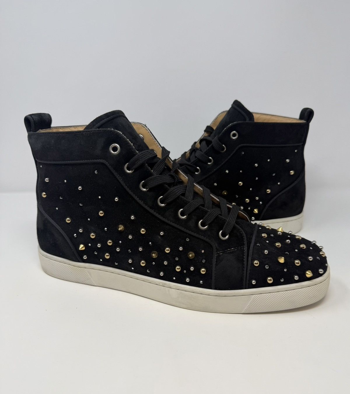 Christian Louboutin Christian Louboutin Louis Orlato Black Suede Spike Sneaker Size US 13 / EU 46 - 1 Thumbnail