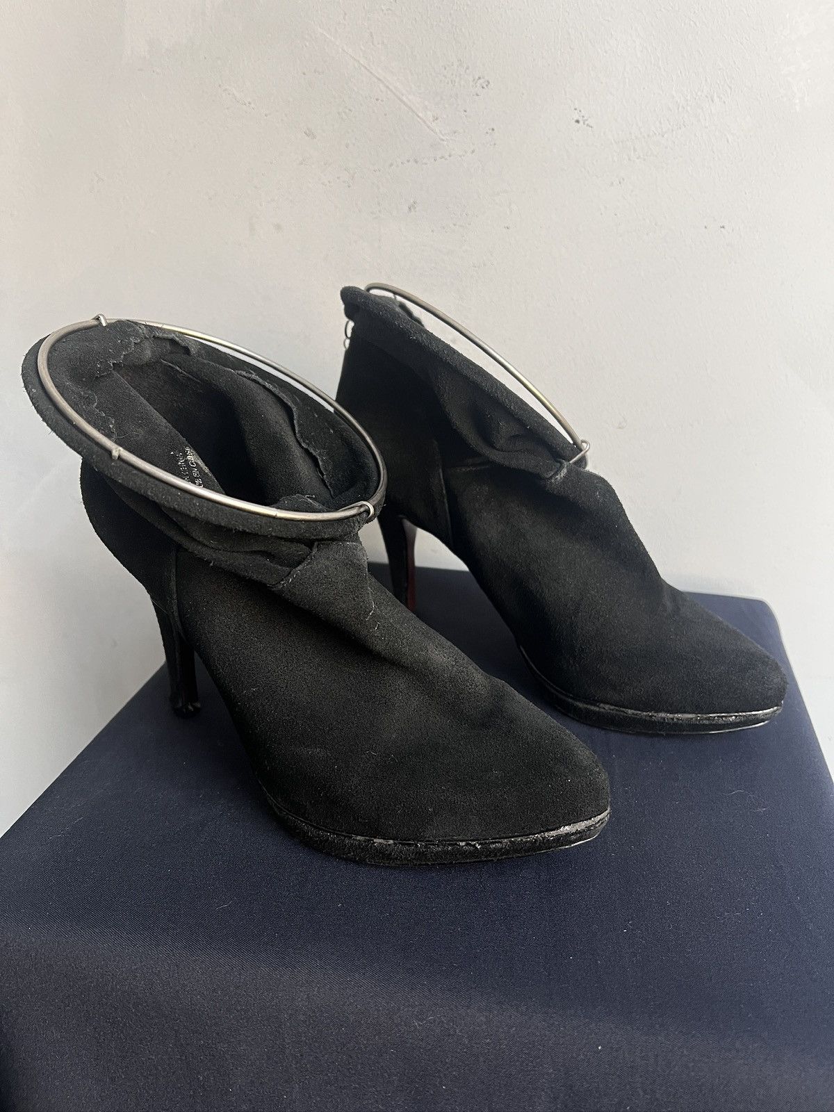 Diesel Rick owens style leather suede black heel boots diesel y2k Size US 7 / IT 37 - 1 Thumbnail