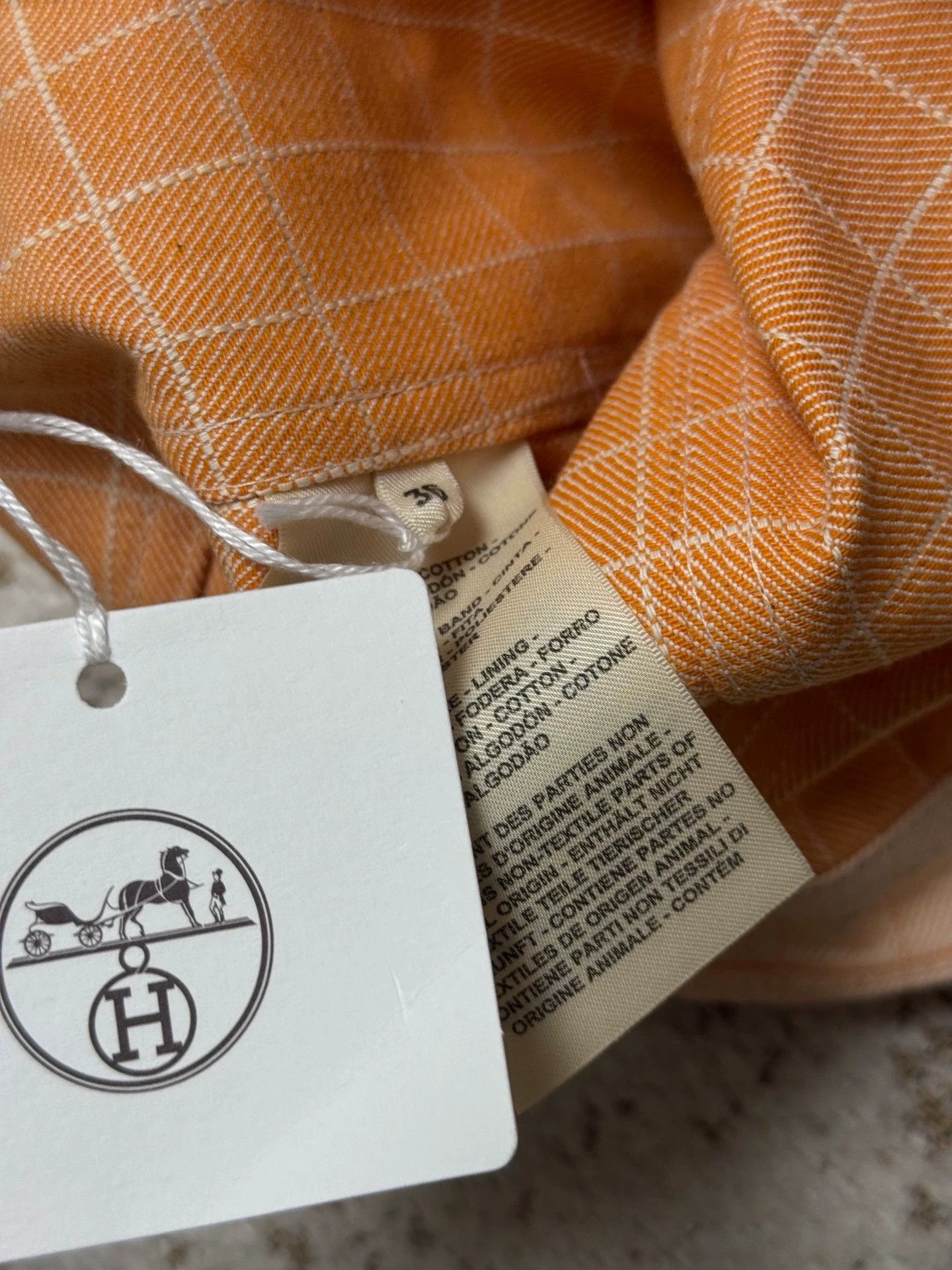 Hermes Hermès 25 FW Orange Check Denim Jacket 36 BNWT Size XS / US 0-2 / IT 36-38 - 6 Thumbnail