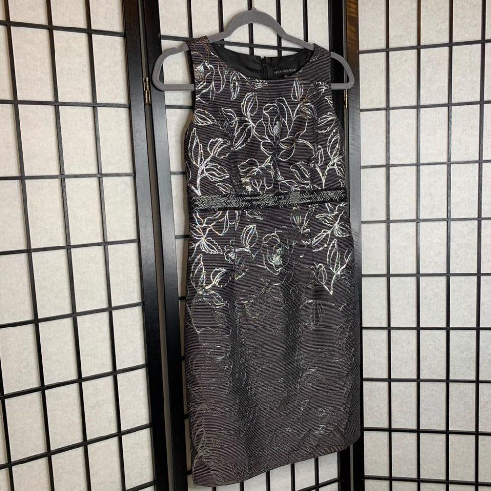 Other Nipon Sheath Flower Sleeveless Dress Silver Grey Small 2 Size ONE SIZE - 3 Thumbnail