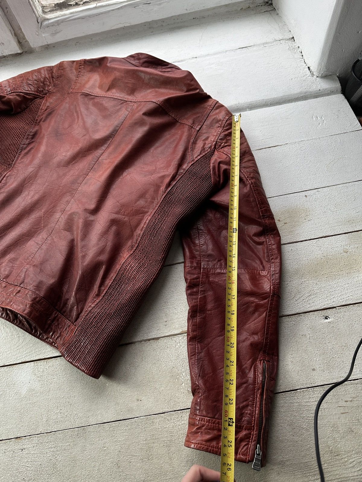 Gypsy 🚨VNTG LEATHER JACKET AVANT GARDE ASYMMETRICAL BROWN MOTO Size US XL / EU 56 / 4 - 20 Thumbnail