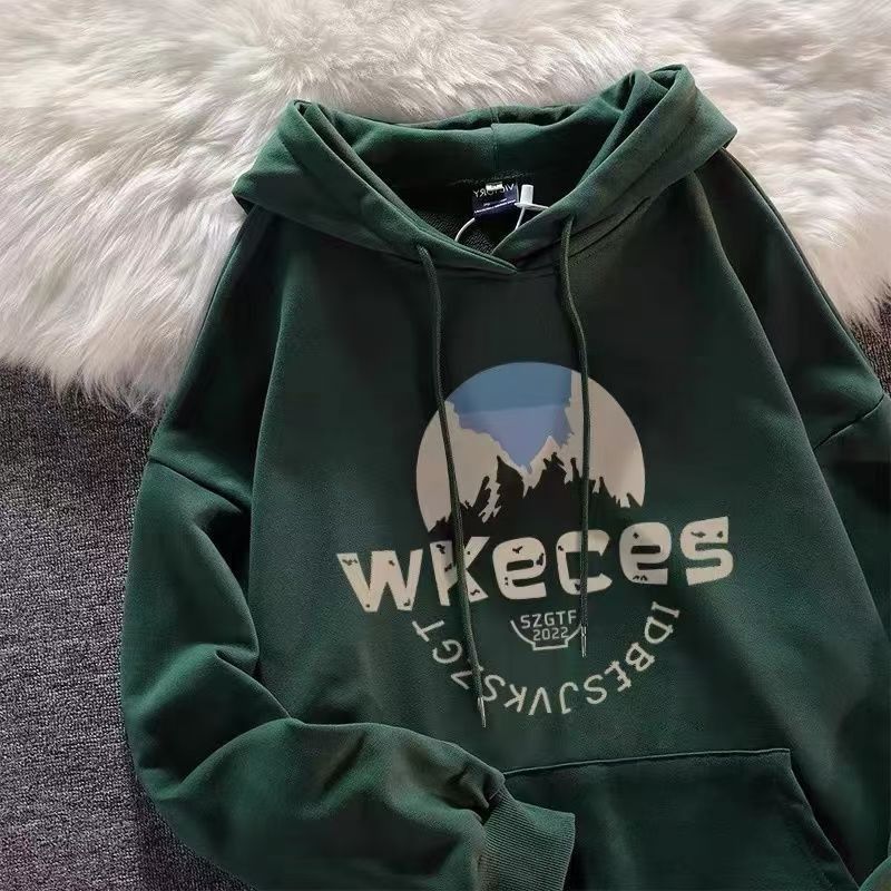 Japanese Brand × Vintage Green retro forest print loose hoodie Size US L / EU 52-54 / 3 - 3 Thumbnail