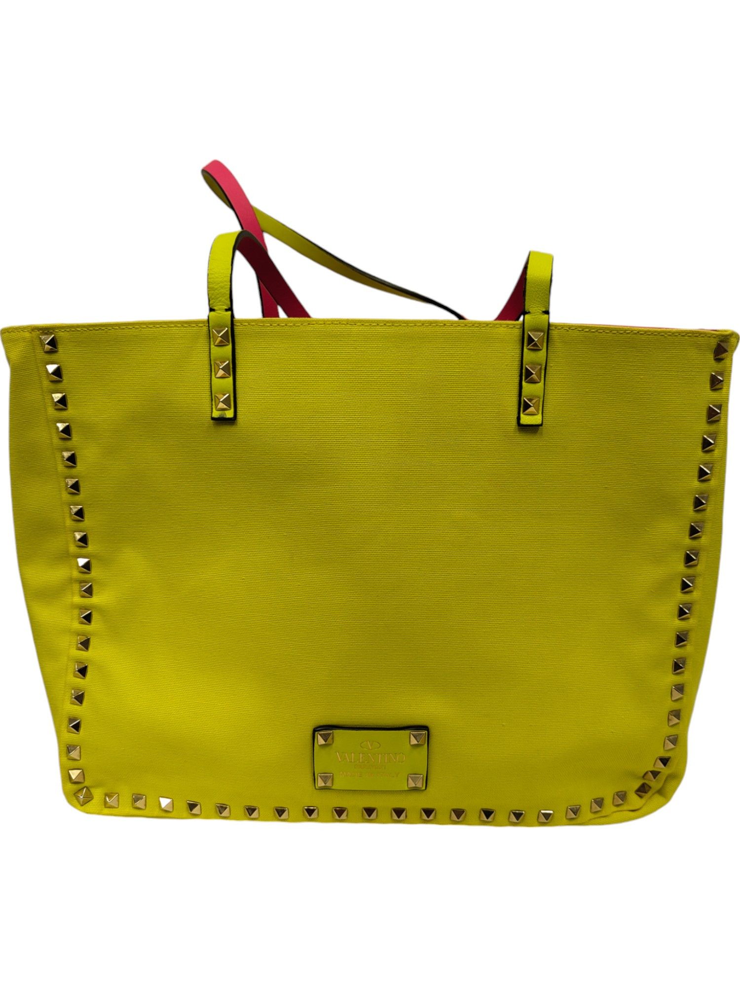 Valentino Yellow And Pink Rockstud Reversible Canvas Tote Bag Size ONE SIZE - 1 Thumbnail