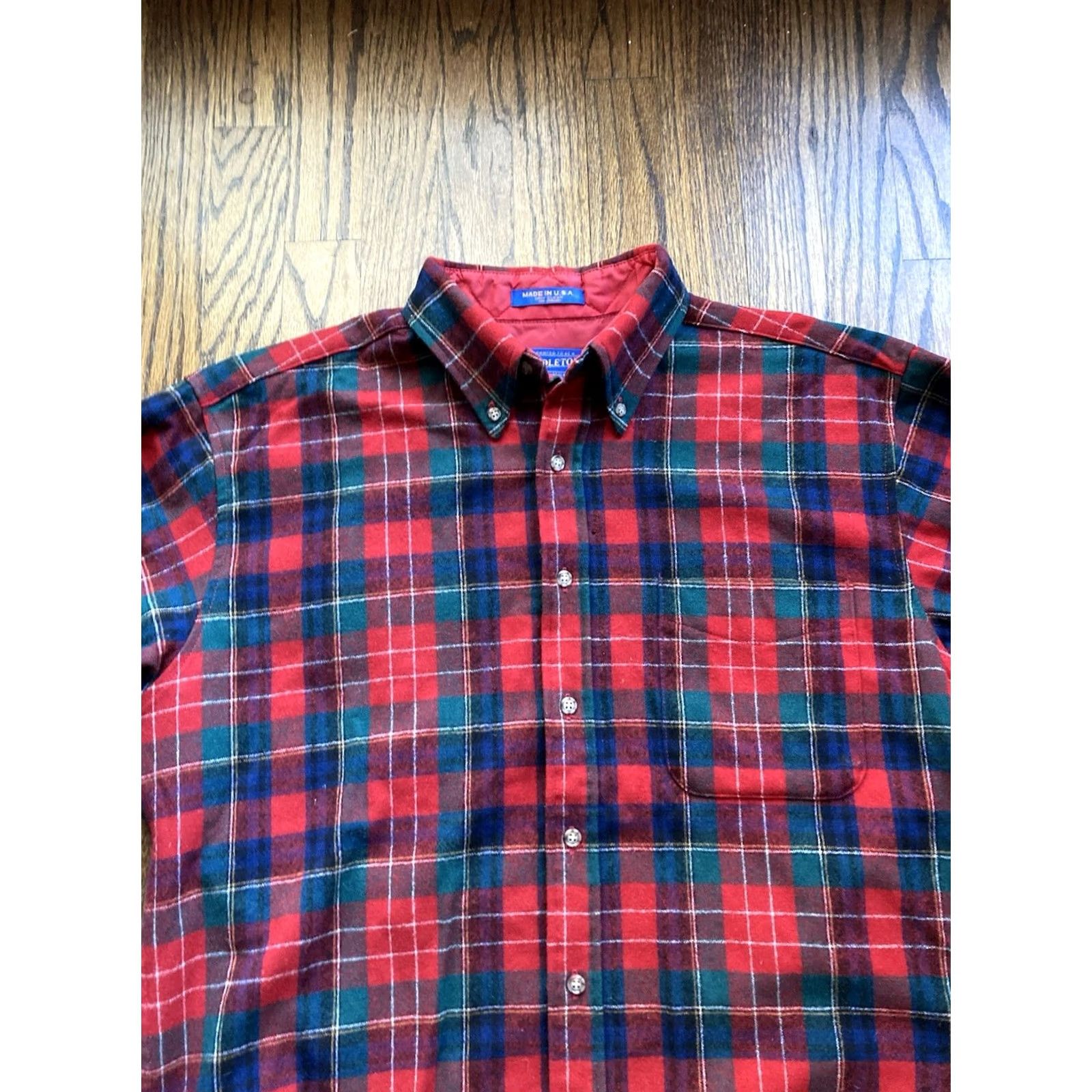 Pendleton VINTAGE Pendleton Shirt Mens M Red Wool Plaid Button-Up Long Sleeve Western Casual Chest Pocket USA Made Size US M / EU 48-50 / 2 - 4 Thumbnail