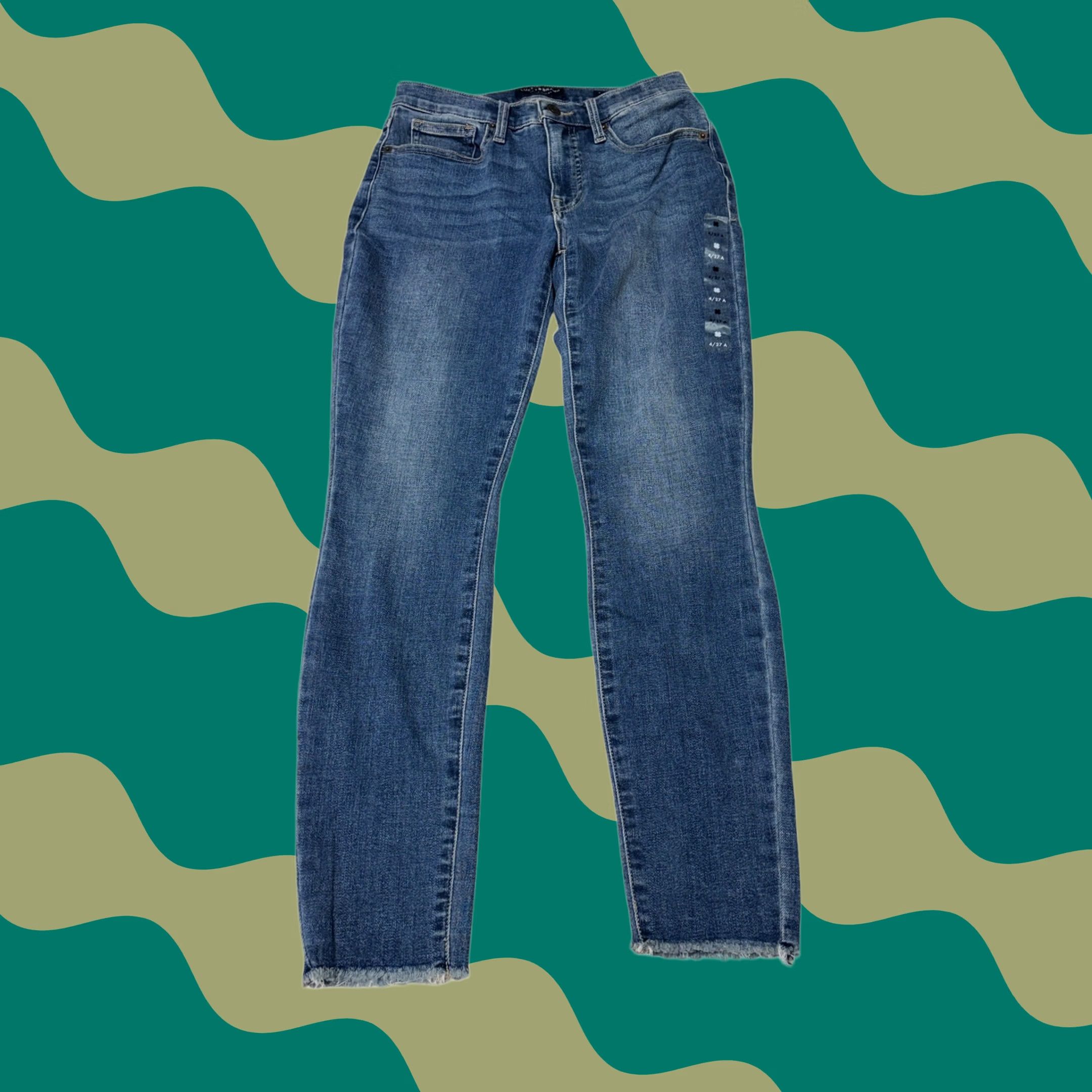 Lucky Brand NWT Lucky Brand Ava Mid Rise Skinny Ankle Jeans Blue Frayed Hem Womens 4/27 L26 Size 27" / US 4 / IT 40 - 1 Thumbnail