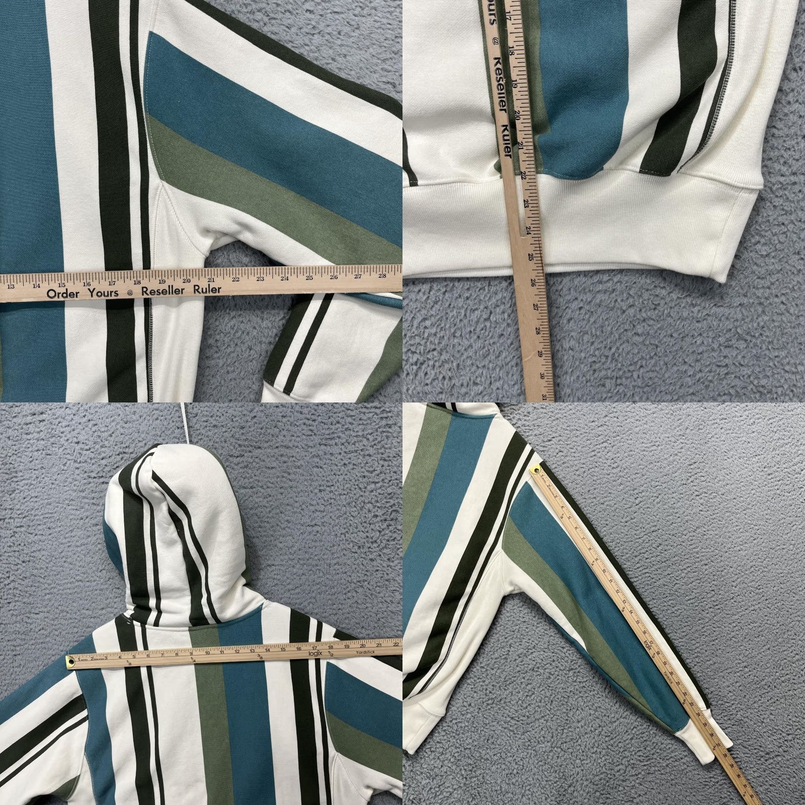Champion Champion Reverse Weave Hoodie Mens Small Green Striped Pullover Heavyweight Size US S / EU 44-46 / 1 - 8 Thumbnail