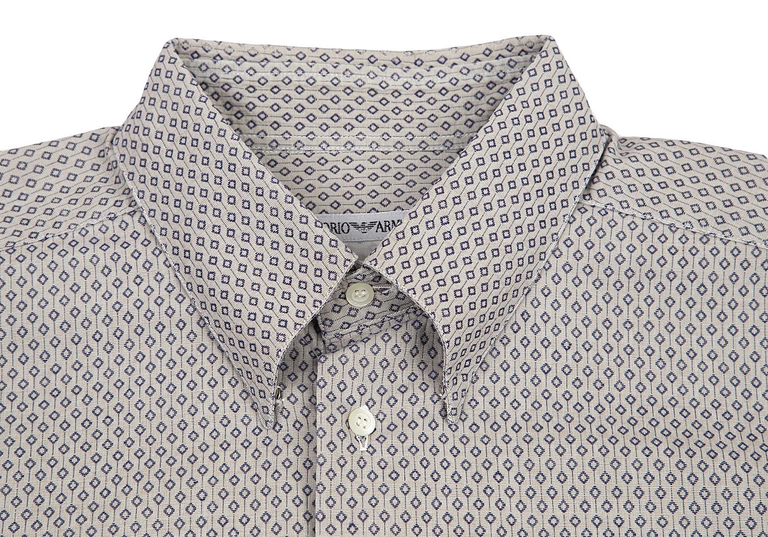 Emporio Armani Button-Down Shirt with Pattern in Gray and Navy, Size L Size US L / EU 52-54 / 3 - 3 Thumbnail