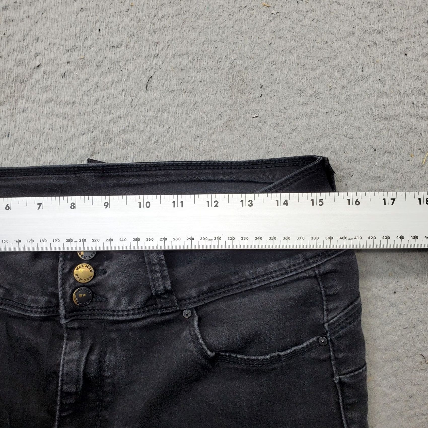 Vintage WAX JEAN Jeans Womens 13 Black Denim 5-Pocket Design 3-Button Fly Straight Leg Shirt Size 34" / US 12 / IT 48 - 6 Thumbnail