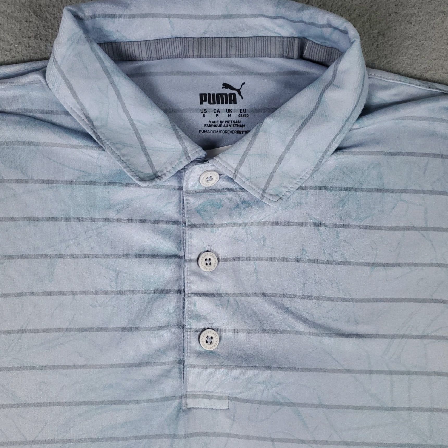 Puma PUMA Polo Shirt Mens Small Blue Striped Cotton Polo Shirt Regular Fit Adult Navy Blue 90s Preppy Sports Mens Size US S / EU 44-46 / 1 - 2 Thumbnail