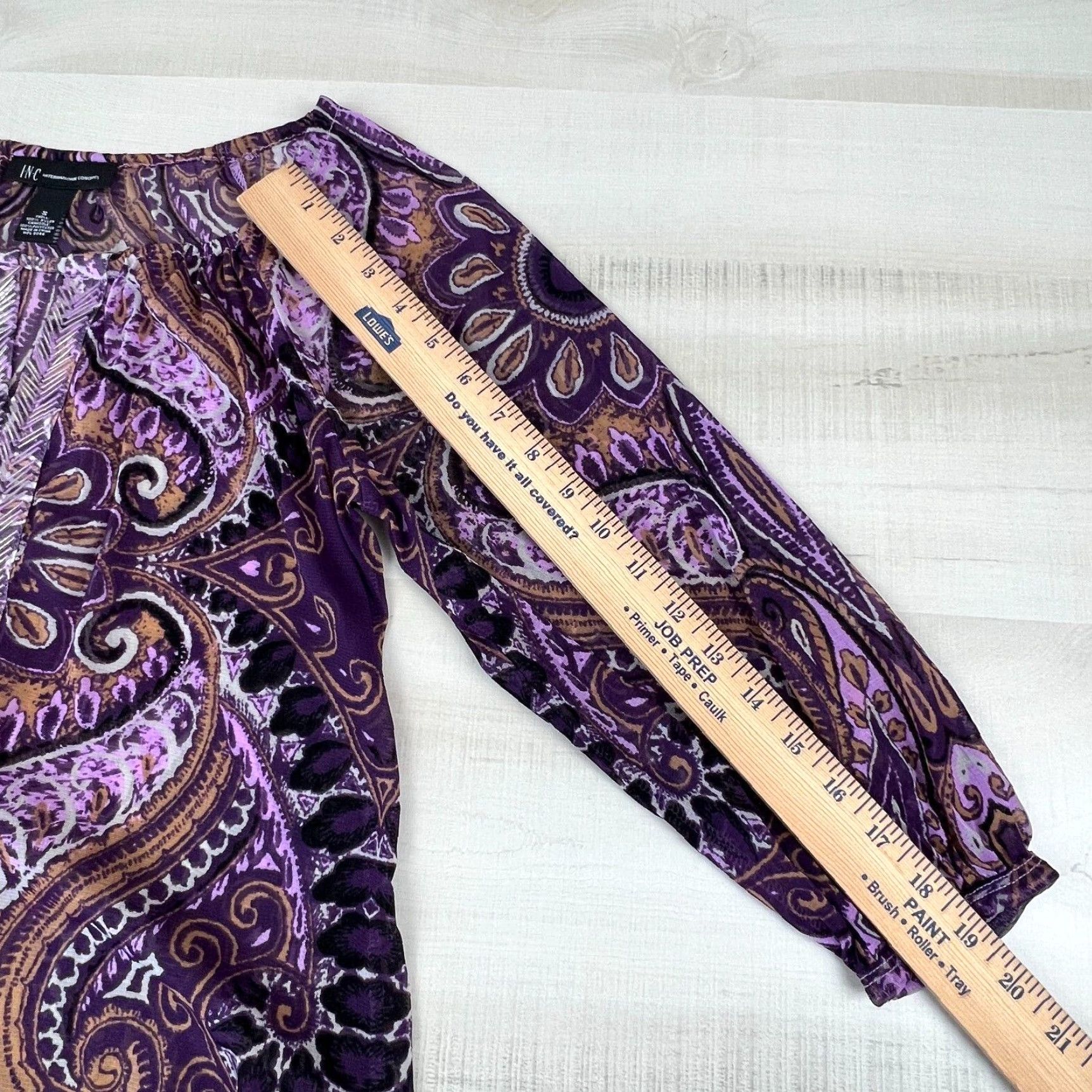 Vintage INC International Concepts Womens Blouse Small Purple Chiffon Beaded V Neck Elastic Waist Top Size S / US 4 / IT 40 - 7 Thumbnail