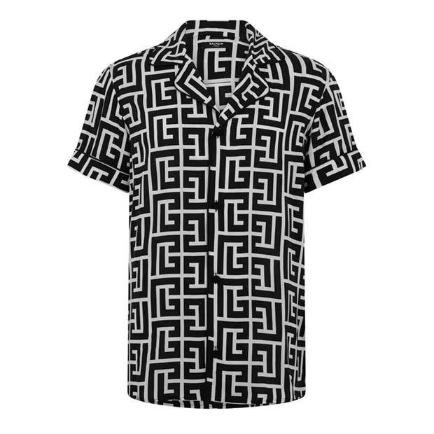 image of Balmain O1G2R1Mq0324 Shirts In White & Black in White/Black, Men's (Size Small)