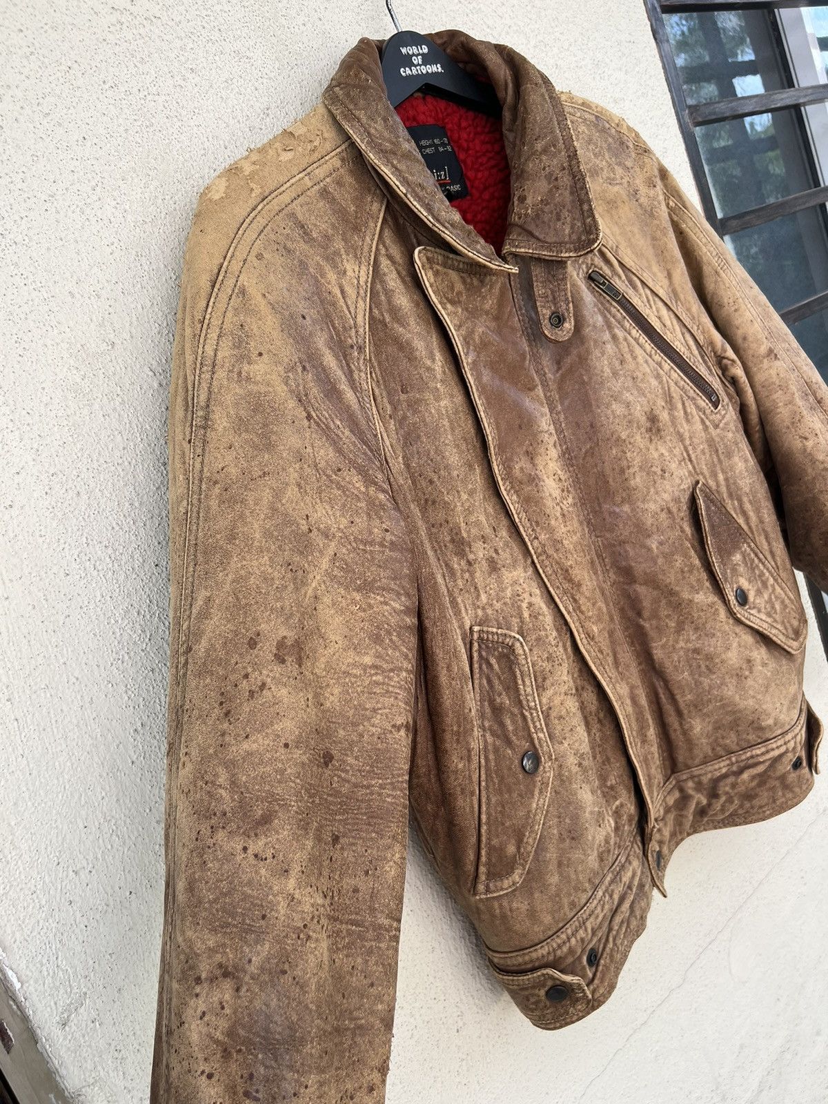Leather Vintage 80s ixi:z Distress Patina Leather Lined Moto Jacket Size US M / EU 48-50 / 2 - 8 Thumbnail