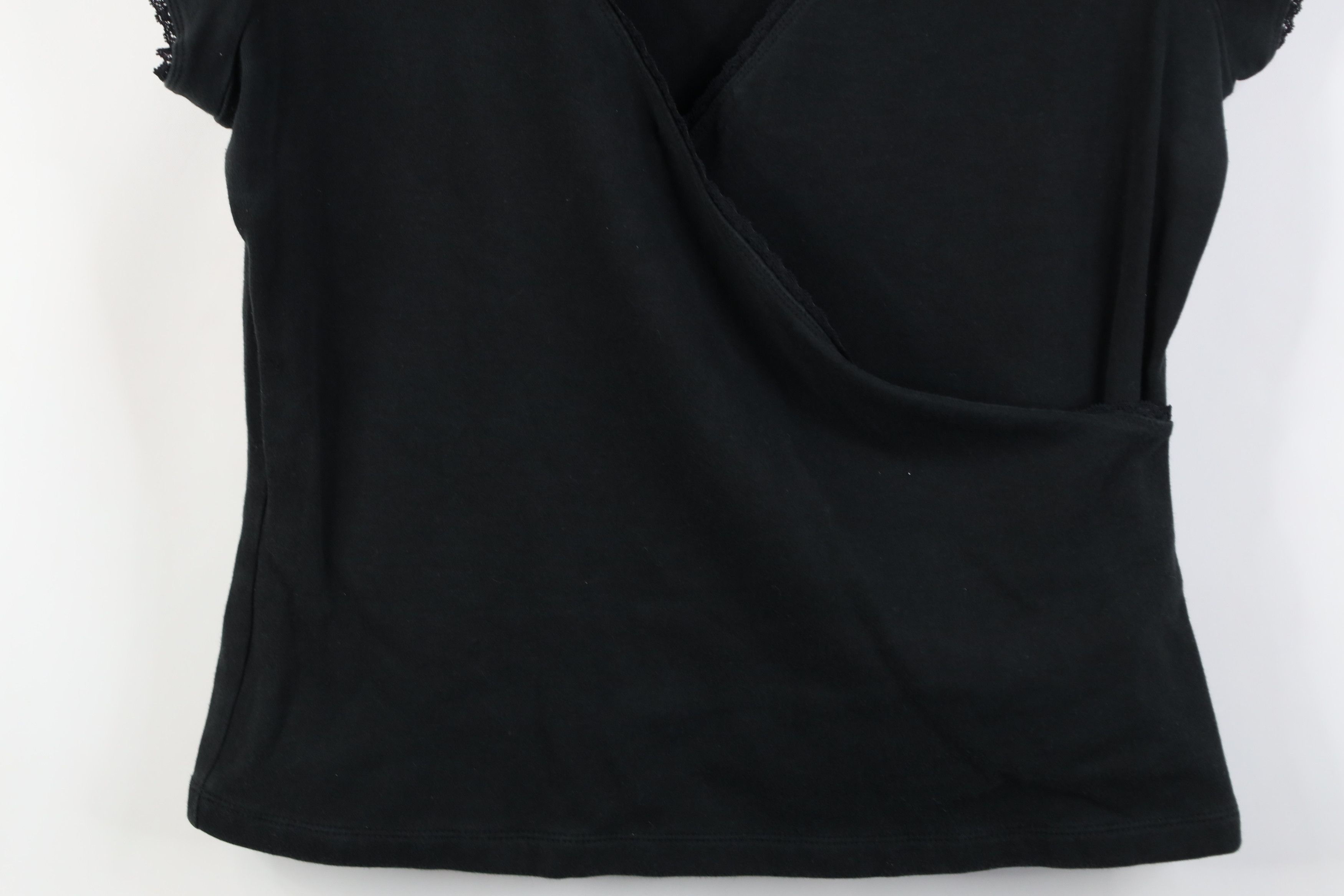 Express Vintage Y2K Express Lace Trim Ribbed Knit T-Shirt Black Size XL / US 12-14 / IT 48-50 - 3 Thumbnail