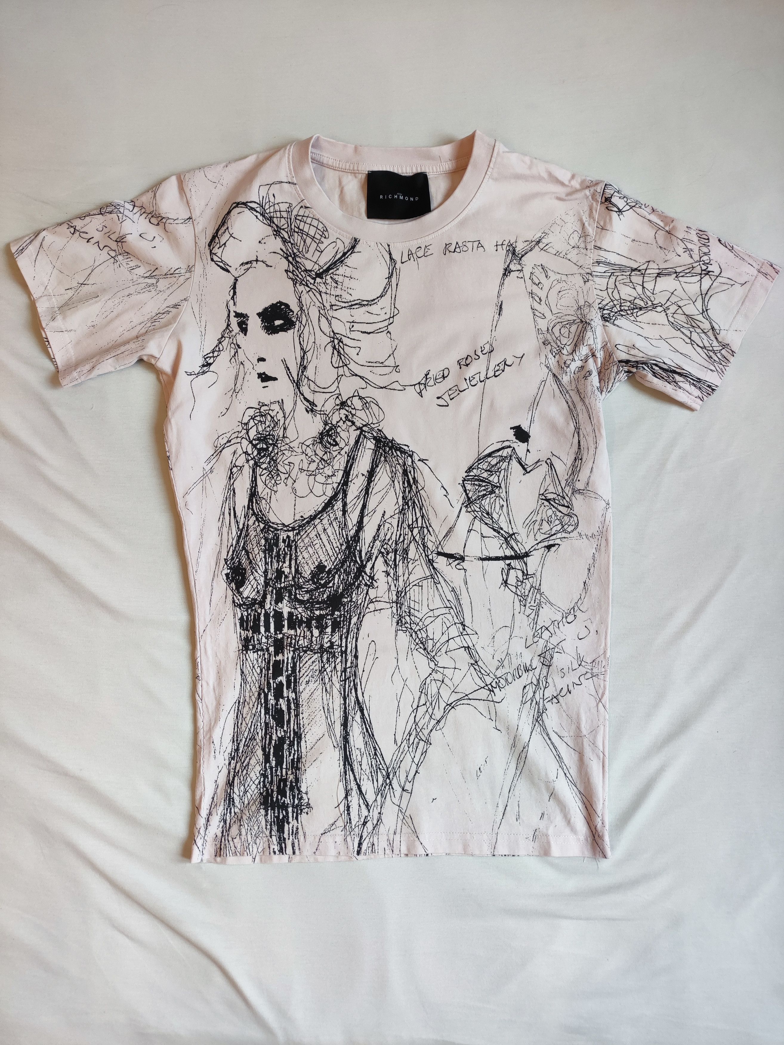 John Richmond Fitted Pink Designer Graphic punk t-shirt Size US L / EU 52-54 / 3 - 1 Thumbnail