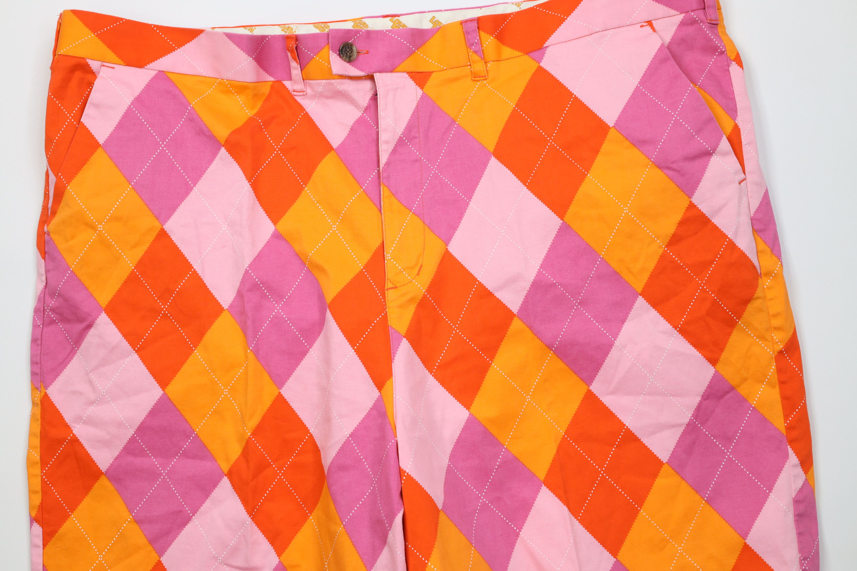 Vintage Loudmouth Golf Pastel Argyle Diamond John Daly Chino Shorts Size US 44 / EU 60 - 3 Thumbnail
