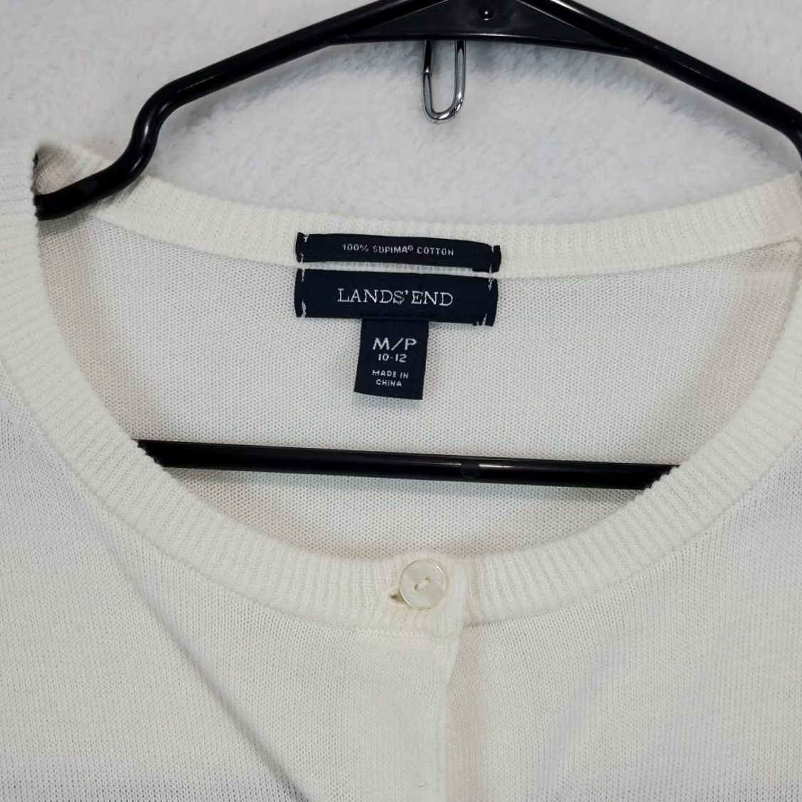 Lands' End VINTAGE Lands' End Womens Cardigan Sweater Nordic Full Button White Supima M Petite Holiday Christmas Nordic Ski Womens Size M / US 6-8 / IT 42-44 - 4 Thumbnail