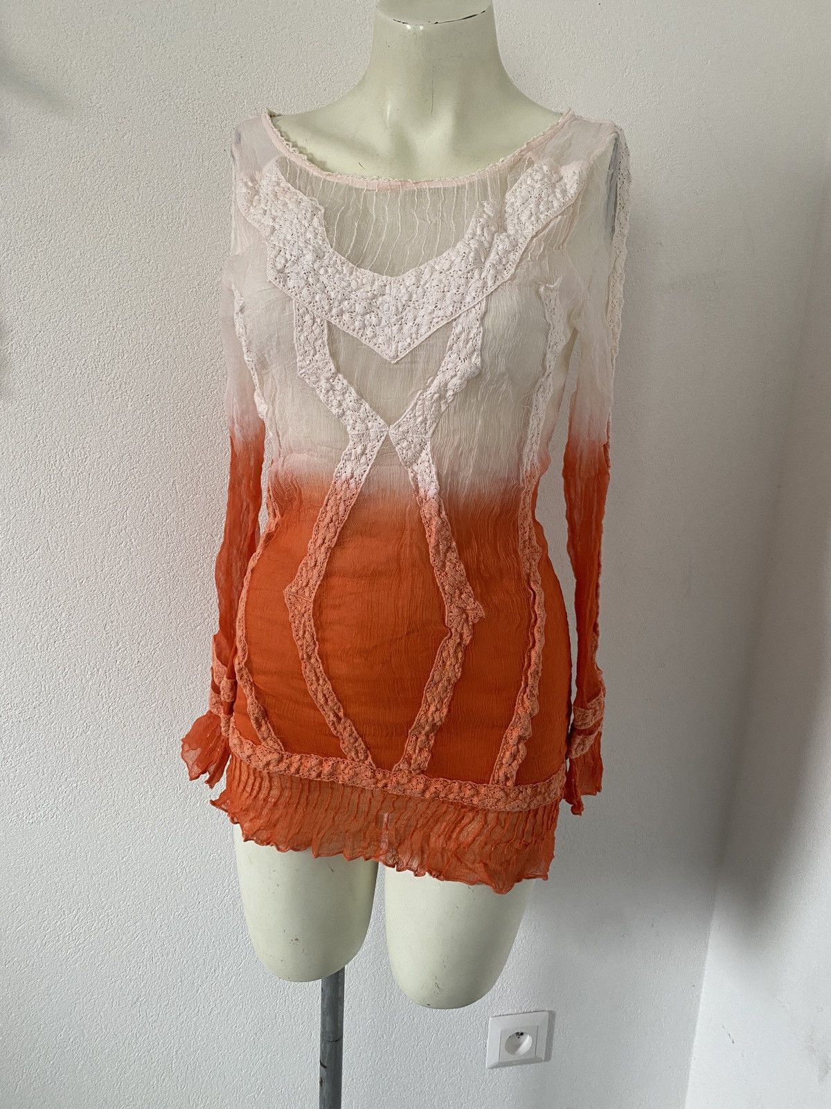 Guess × Vintage Guess blouse Y2K sheer ombré Size S / US 4 / IT 40 - 1 Thumbnail