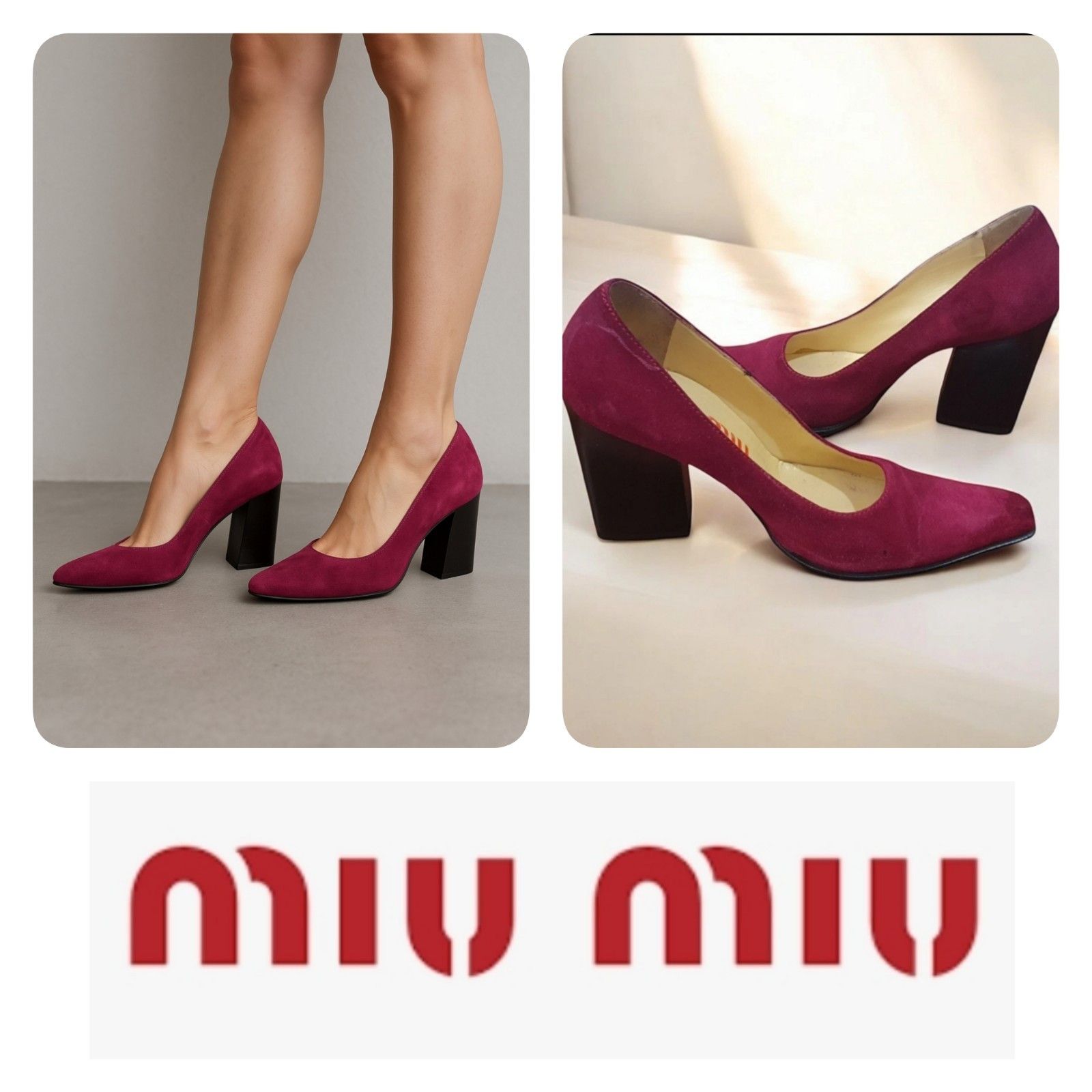 Miu Miu MIU MIU vintage suede wood block heels - EU 37.5 / 7 US Size US 7 / IT 37 - 1 Thumbnail