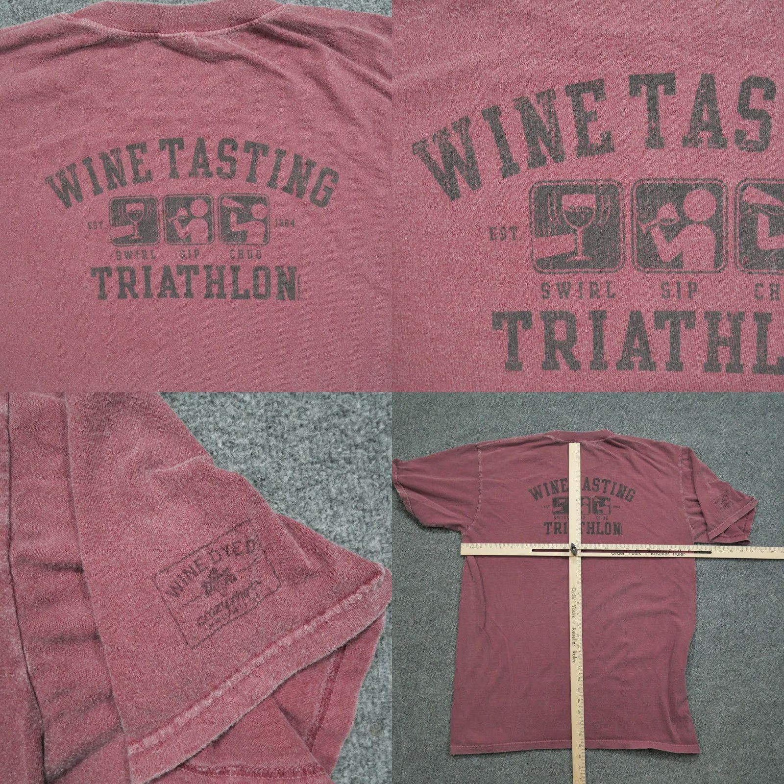 Vintage VINTAGE Crazy Shirts T-Shirt Adult Large Red Wine Dyed Size US L / EU 52-54 / 3 - 8 Thumbnail