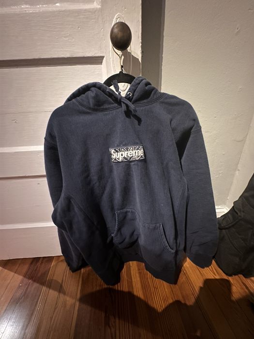 Supreme Supreme Bandana Box Logo Hoodie - NAVY | Grailed