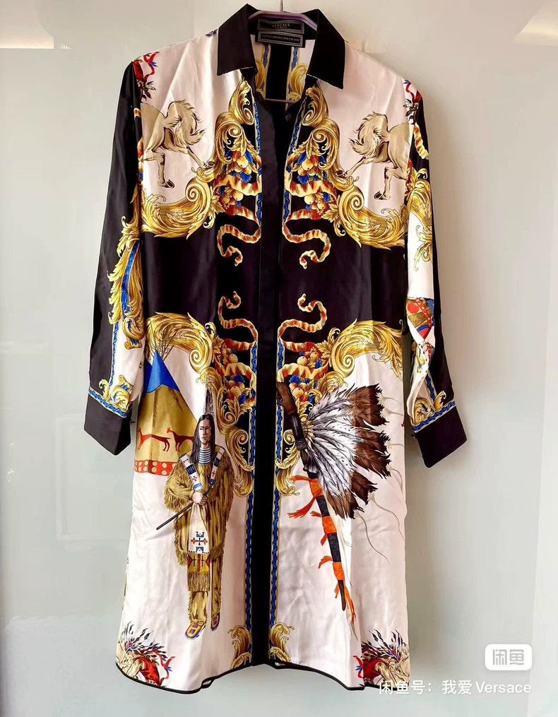 Versace Versace Mulberry silk dress Size L / US 10 / IT 46 - 2 Thumbnail