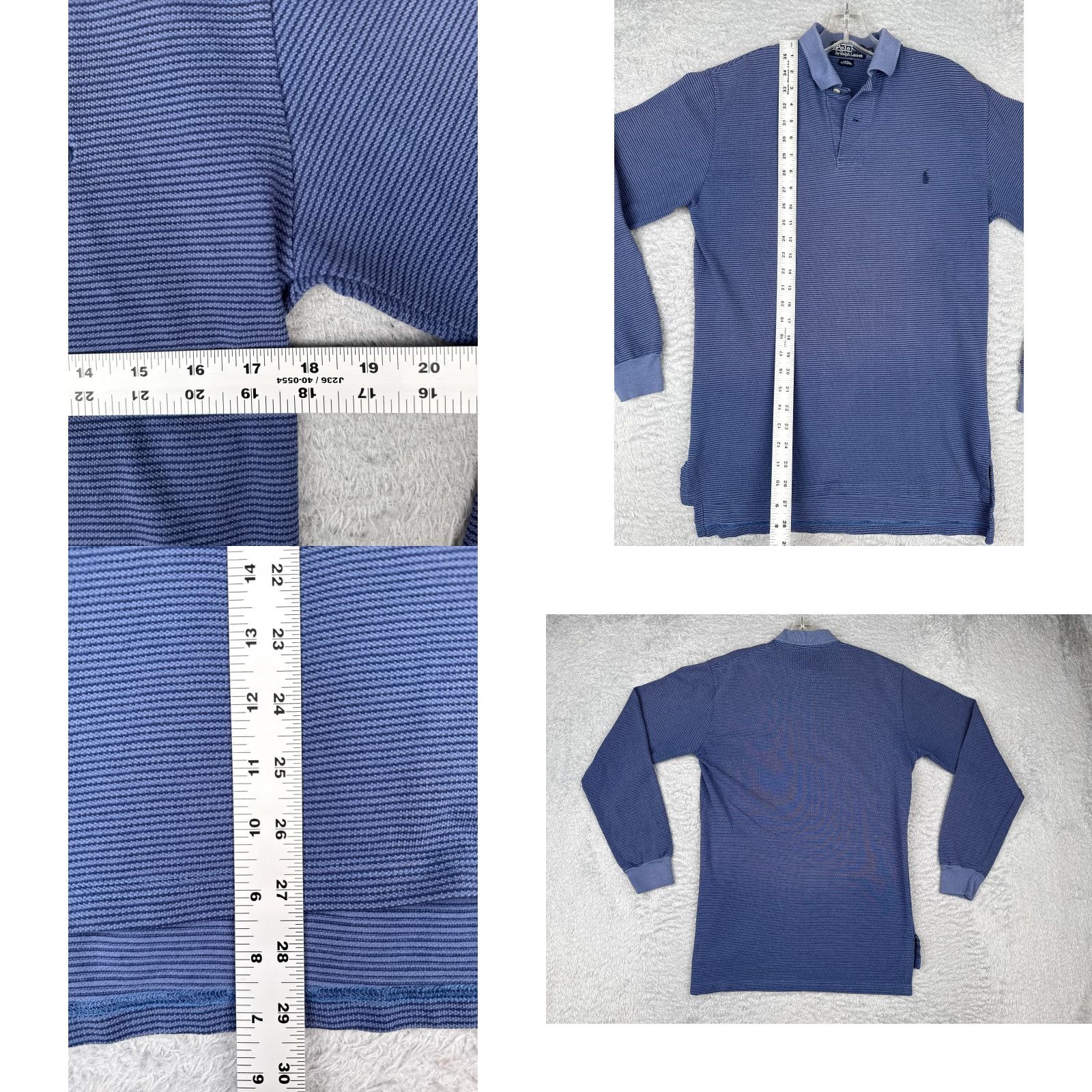 Ralph Lauren VINTAGE Ralph Lauren Polo Shirt Men S Blue Stripe 100% Cotton Slim Fit Long Sleeve Polo Shirt Men Small Blue Stripe 70s Theme Mens Size US S / EU 44-46 / 1 - 8 Thumbnail