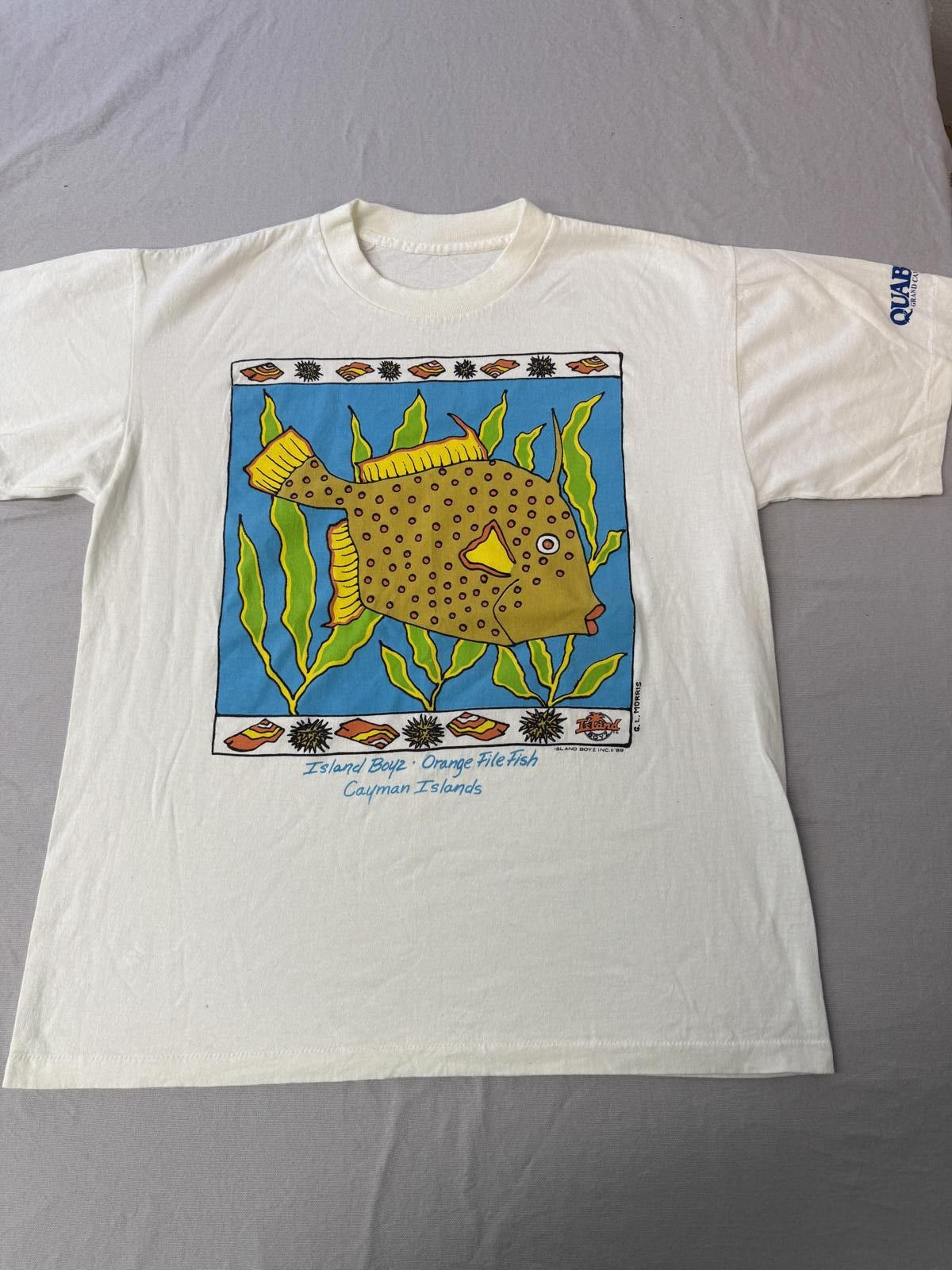 Designer VTG 80s Fish Art T-shirt Orange File Fish Cayman Islands -M Size US XL / EU 56 / 4 - 1 Thumbnail