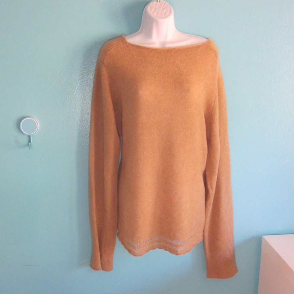 Vintage Dolce Emozione Camel Hair & Wool Pullover Sweater Size 10 (1 Size L / US 10 / IT 46 - 1 Thumbnail