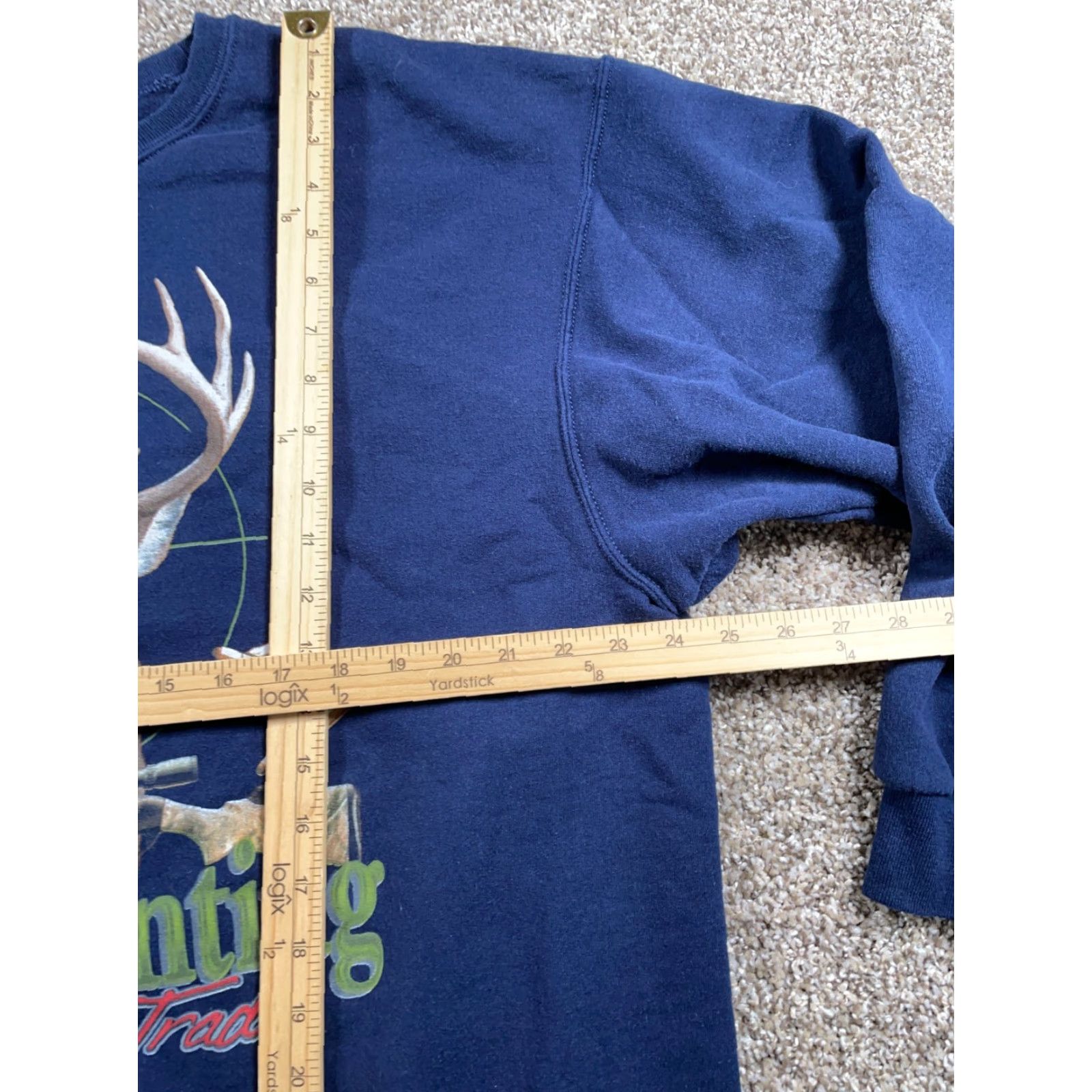 Jerzees JERZEES Sweatshirt Deer Hunting Graphic Print Adult XL Dark Blue 50/50 Cotton Polyester 90s Outdoors Mens Size US XL / EU 56 / 4 - 6 Thumbnail