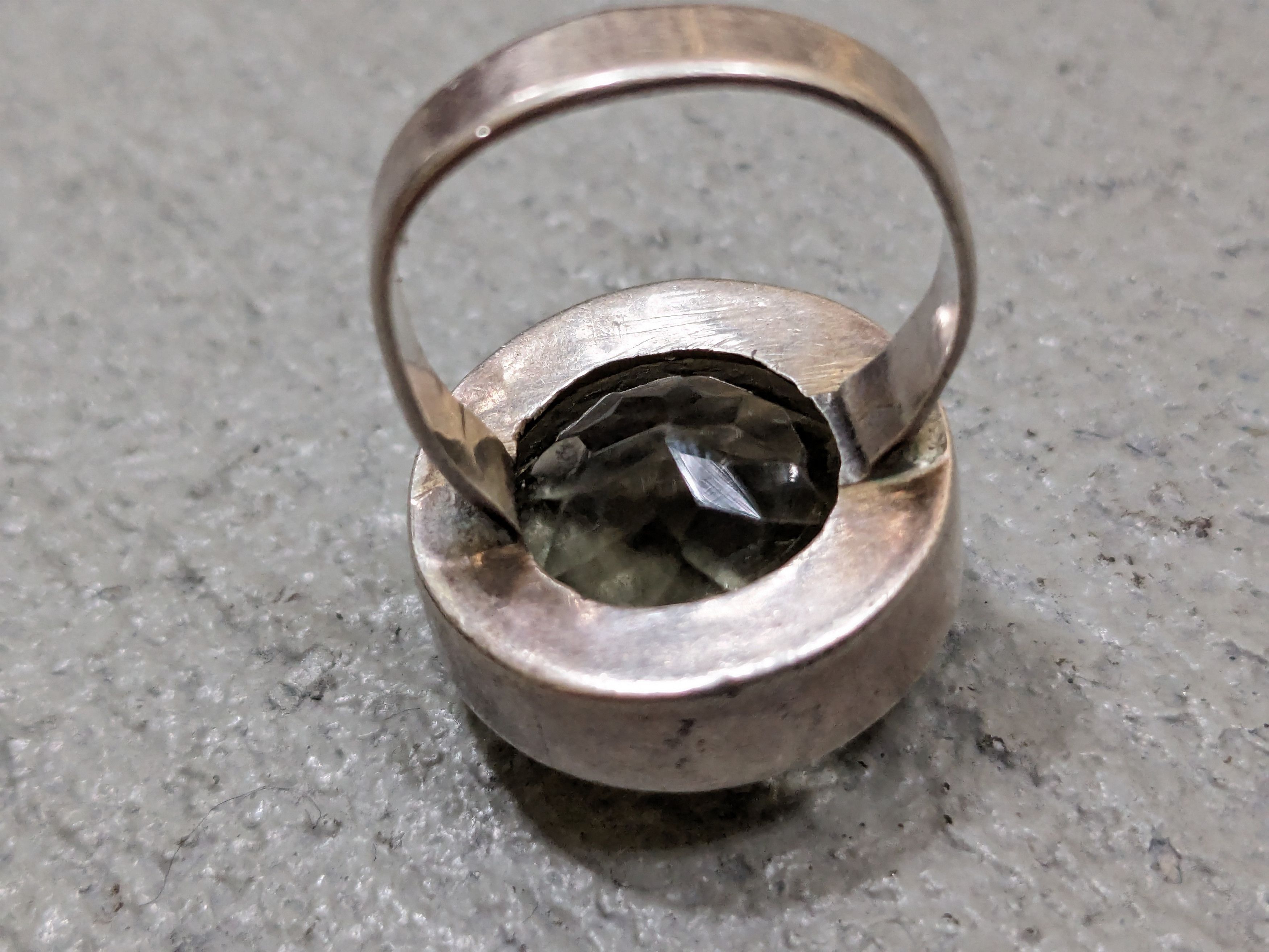Jewelry × Vintage Sterling Silver Ring Size 7.5 Citrine Round Modern Cocktail Size ONE SIZE - 7 Thumbnail