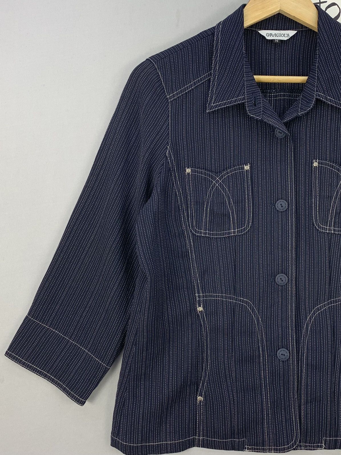 Japanese Brand Denim Style Button Up Blouse Jacket Size M / US 6-8 / IT 42-44 - 2 Thumbnail