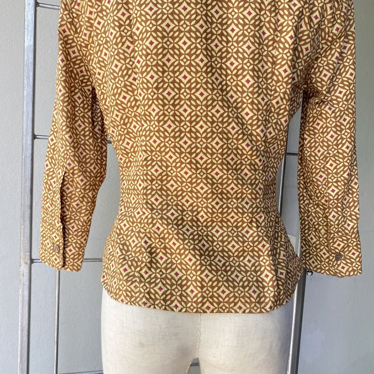 Sportmax Sportmax Brown Geometric Fitted Blouse Size S / US 4 / IT 40 - 6 Thumbnail
