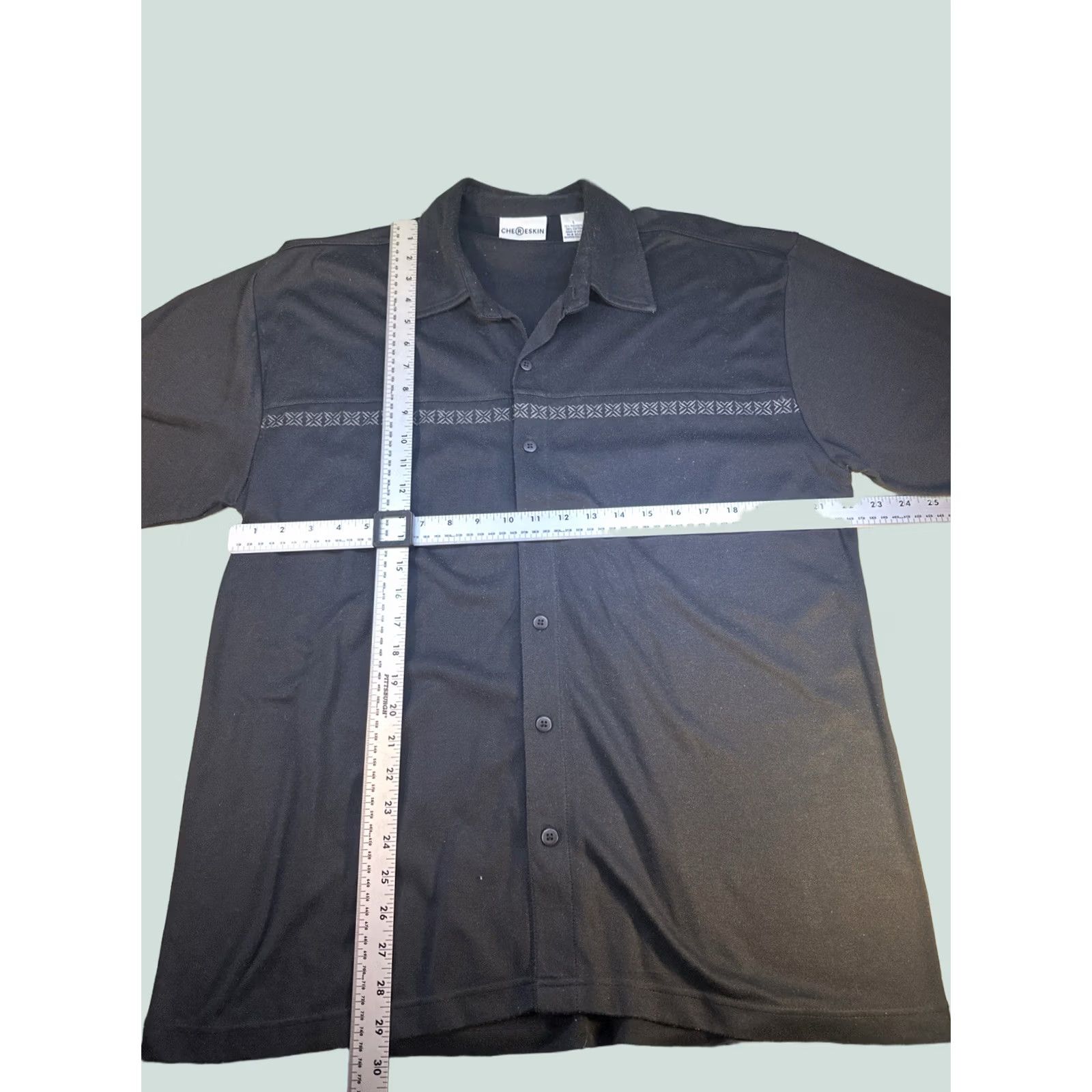 Etro Cherskin Black Button-Up Shirt L Short Sleeve Geometric Stripe Retro Casual Mens Size US L / EU 52-54 / 3 - 1 Thumbnail