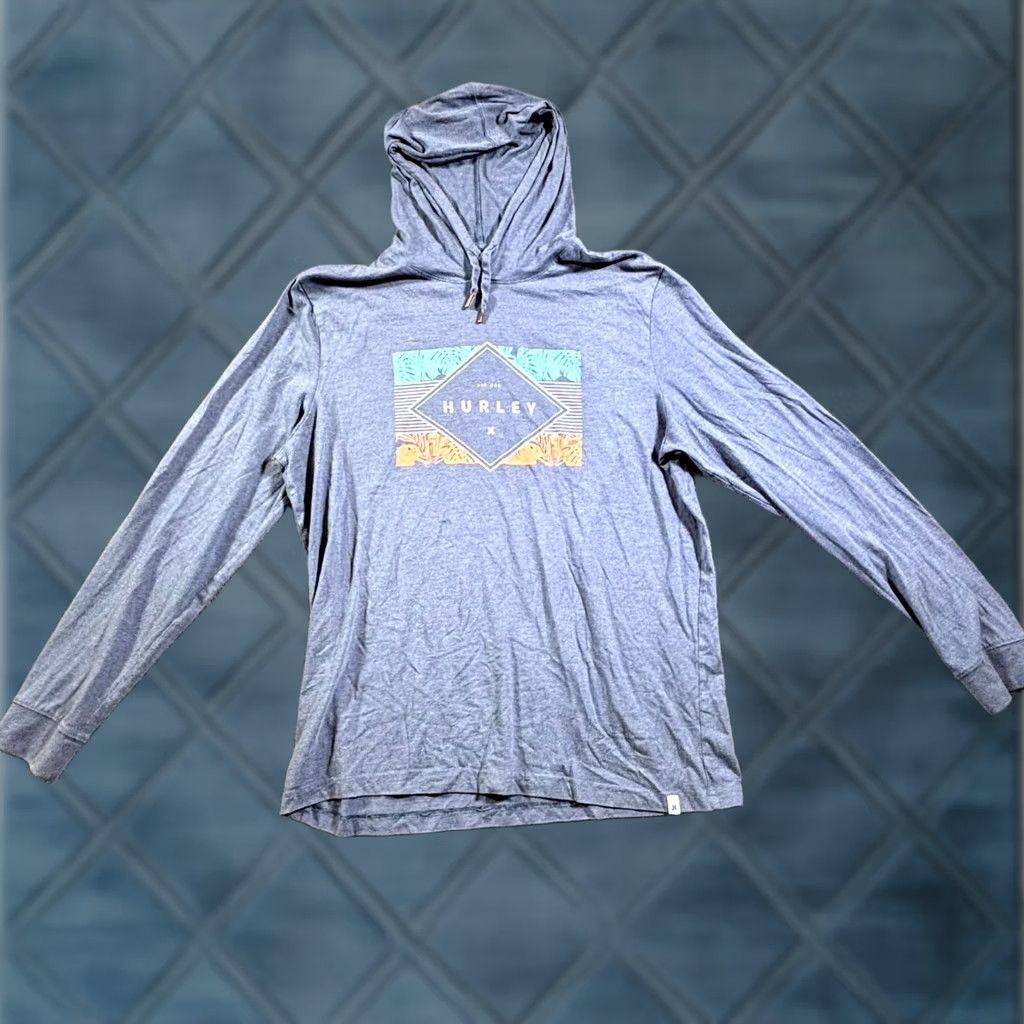 Hurley Hurley Hoodie Mens XL Blue Cotton Pullover Graphic Print Long Sleeve Casual Pullover Hooded Sweatshirt for Gym & Outdoor use Size US XL / EU 56 / 4 - 1 Thumbnail