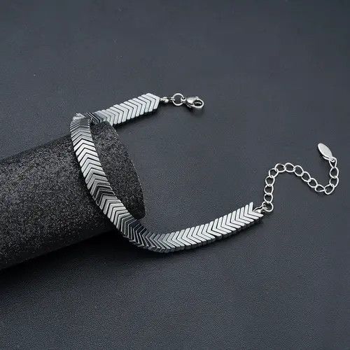 Jewelry Black Chevron Link Chain Bracelet, Adjustable Men's Bracelet Size ONE SIZE - 7 Thumbnail