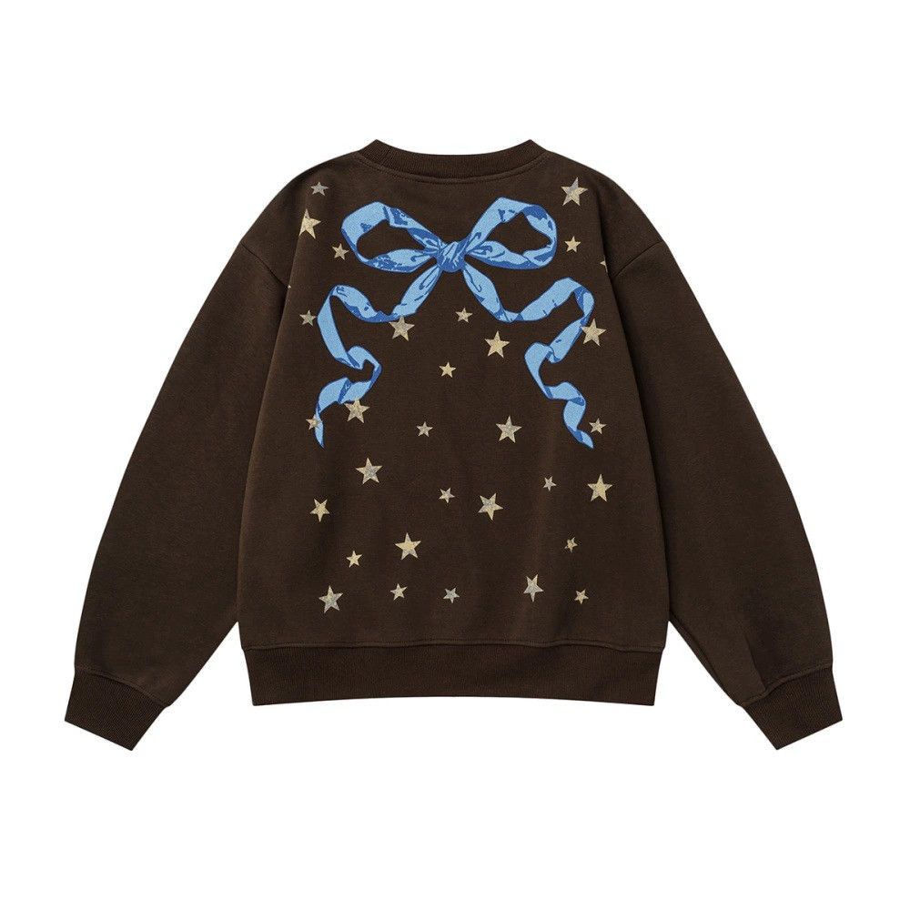 Vintage Street retro bow star print loose casual sweatshirt y2k Size US M / EU 48-50 / 2 - 1 Thumbnail