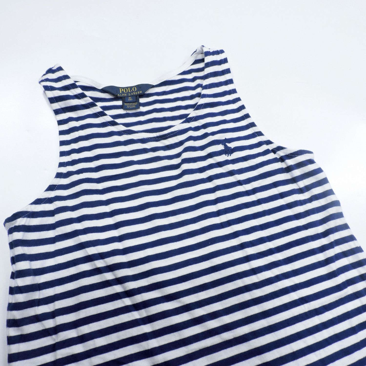 Polo Ralph Lauren POLO RALPH LAUREN GIRLS BLUE/WHITE STRIPED SLEEVELESS DRESS Size XL / US 12-14 / IT 48-50 - 8 Thumbnail