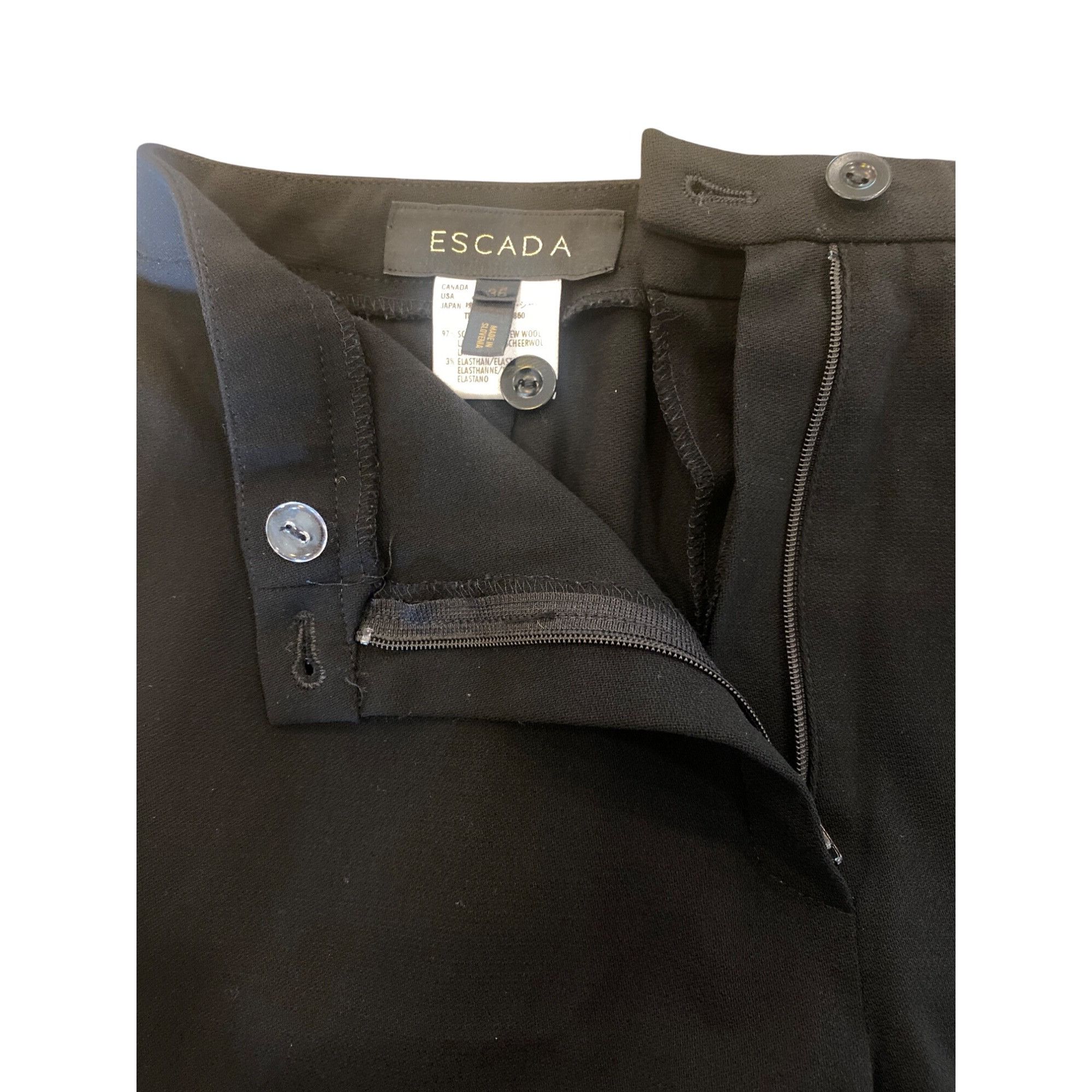Escada Escada Wool High Rise Dress Pants 36 Small Black 30" inseam Size 26" / US 2 / IT 38 - 6 Thumbnail