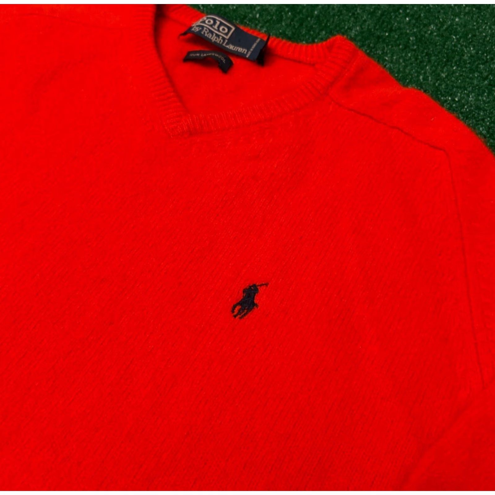 Polo Ralph Lauren VINTAGE Polo Ralph Lauren Sweater Mens M V-Neck Wool Pullover Orange Red 90s Classic Preppy Logo Knit Size US M / EU 48-50 / 2 - 2 Thumbnail