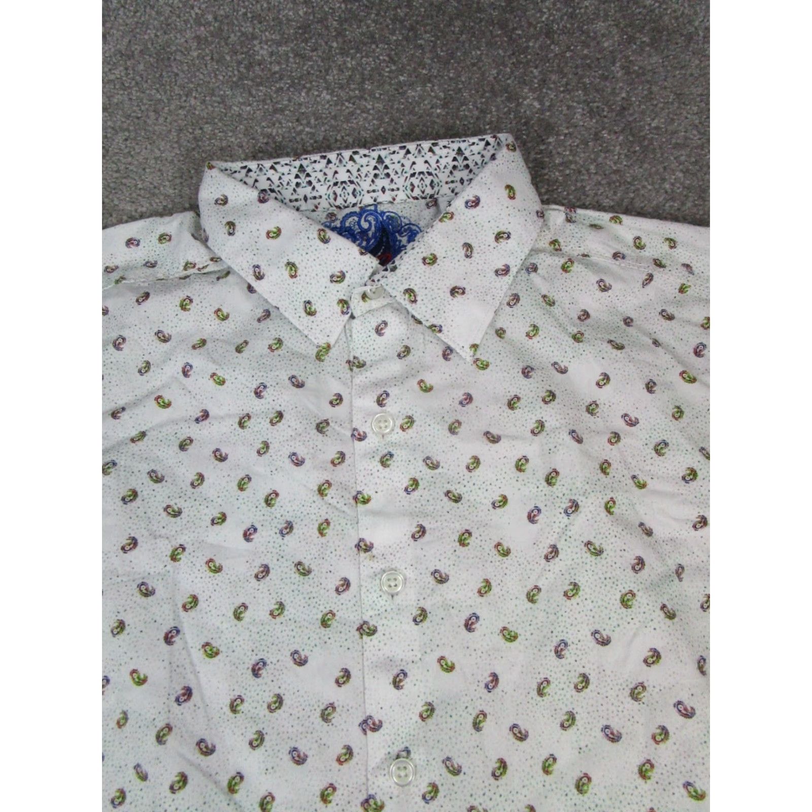 Robert Graham Robert Graham Shirt Mens XL Blue White Yellow Paisley Cotton Button-Up Collar-Down Long Sleeve Buttons Men Regular Button-Up Size US XL / EU 56 / 4 - 2 Thumbnail