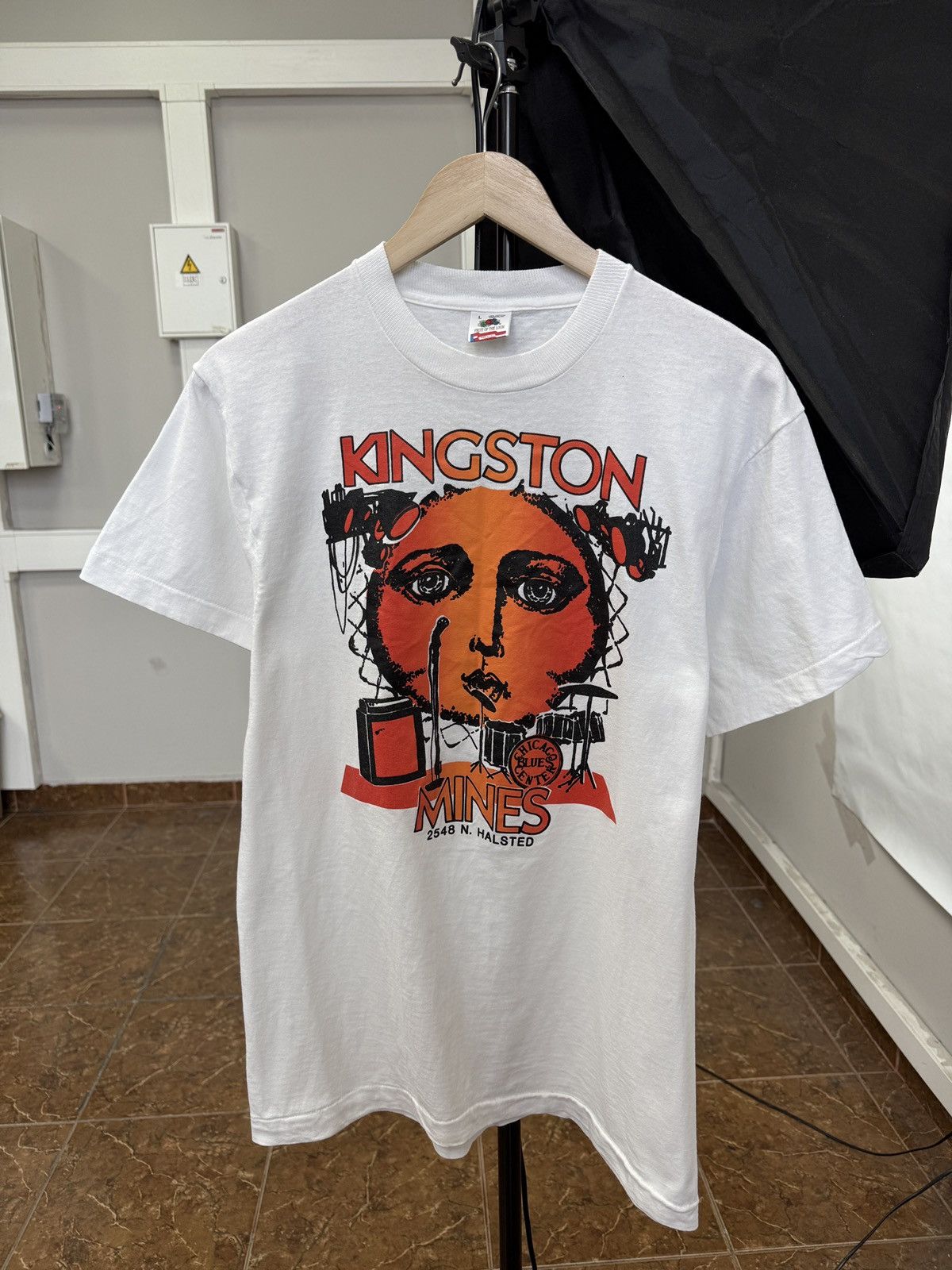 Fruit Of The Loom 🇺🇸 Vintage 80s Vintage Kingston Mines Chicago Blues Center Te Size US L / EU 52-54 / 3 - 1 Thumbnail
