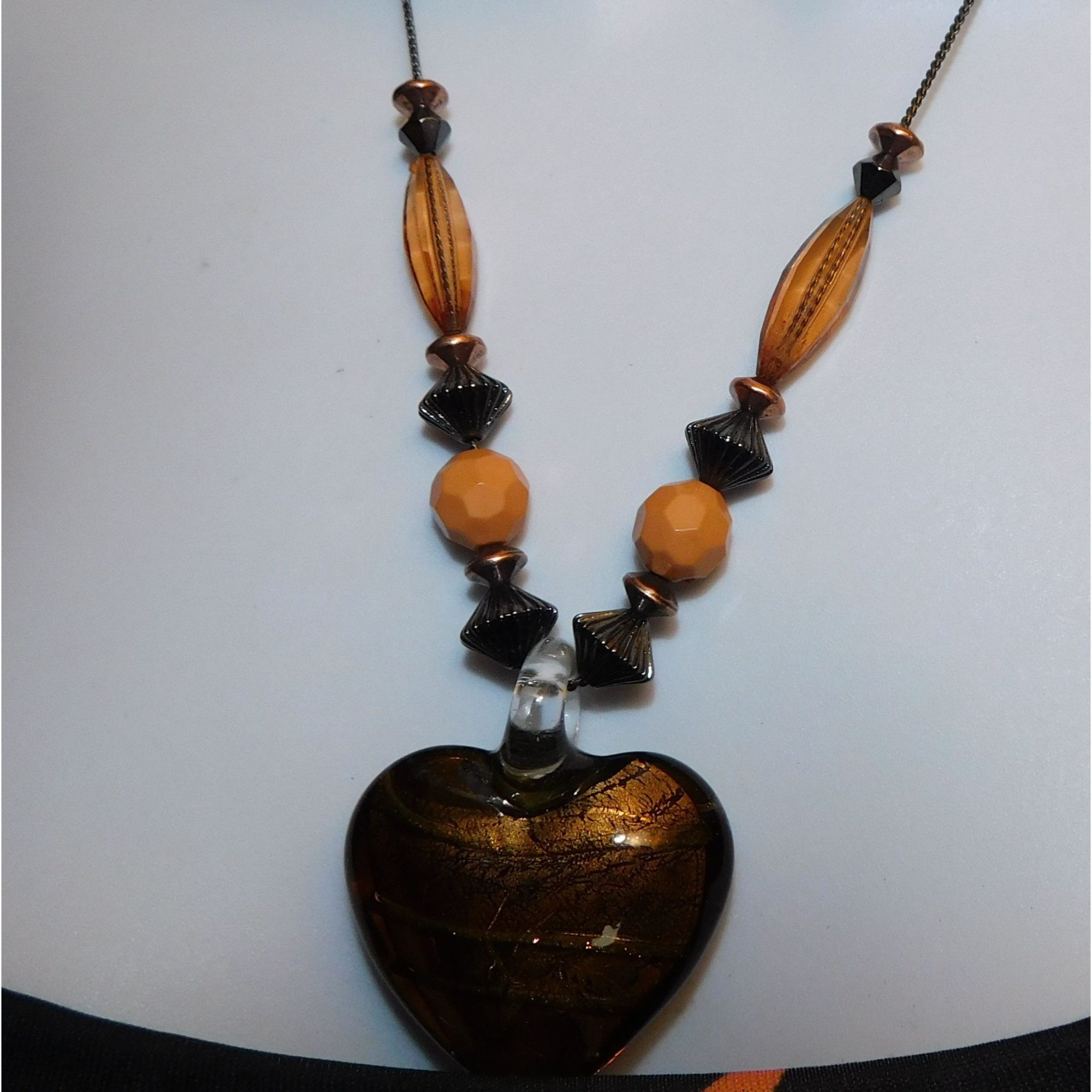 Other Earth Tone Glass Heart Necklace Size ONE SIZE - 5 Thumbnail