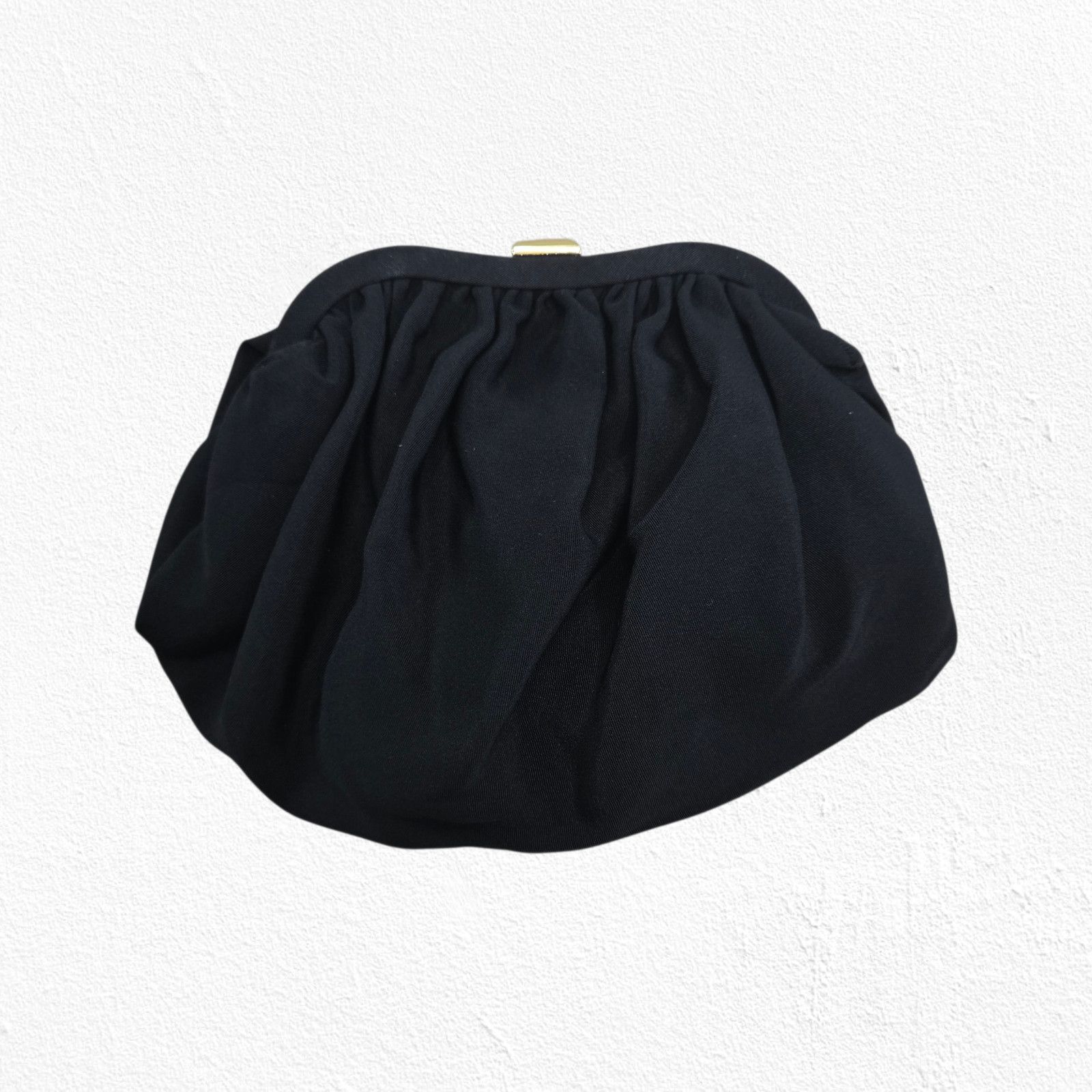 Vintage Vintage 1950s Black Evening Clutch Gold Leaf Clasp Size ONE SIZE - 16 Thumbnail
